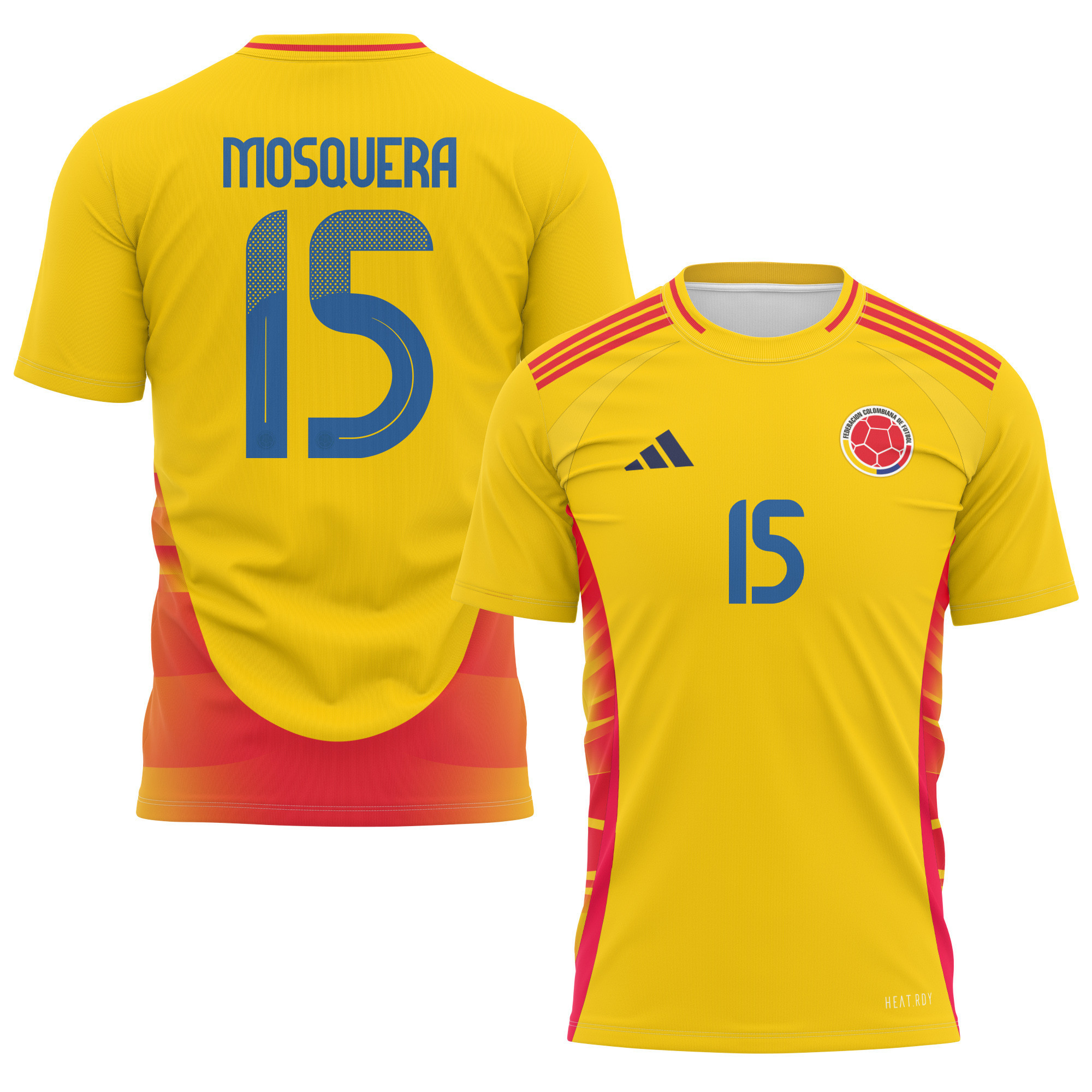 Yerson Mosquera 15 Colombia National Team 2024 Home Kits AOP T-shirt - Yellow