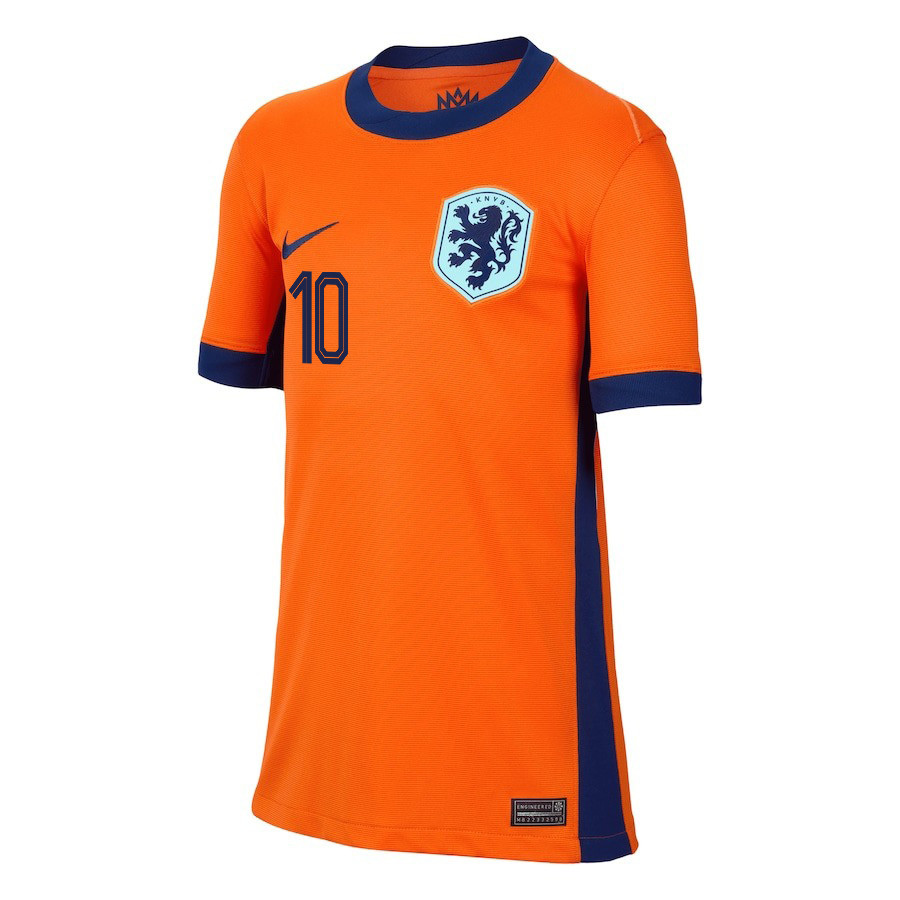 Noa Lang 10 Netherlands National Team 2024/25 Home YOUTH Jersey - Orange