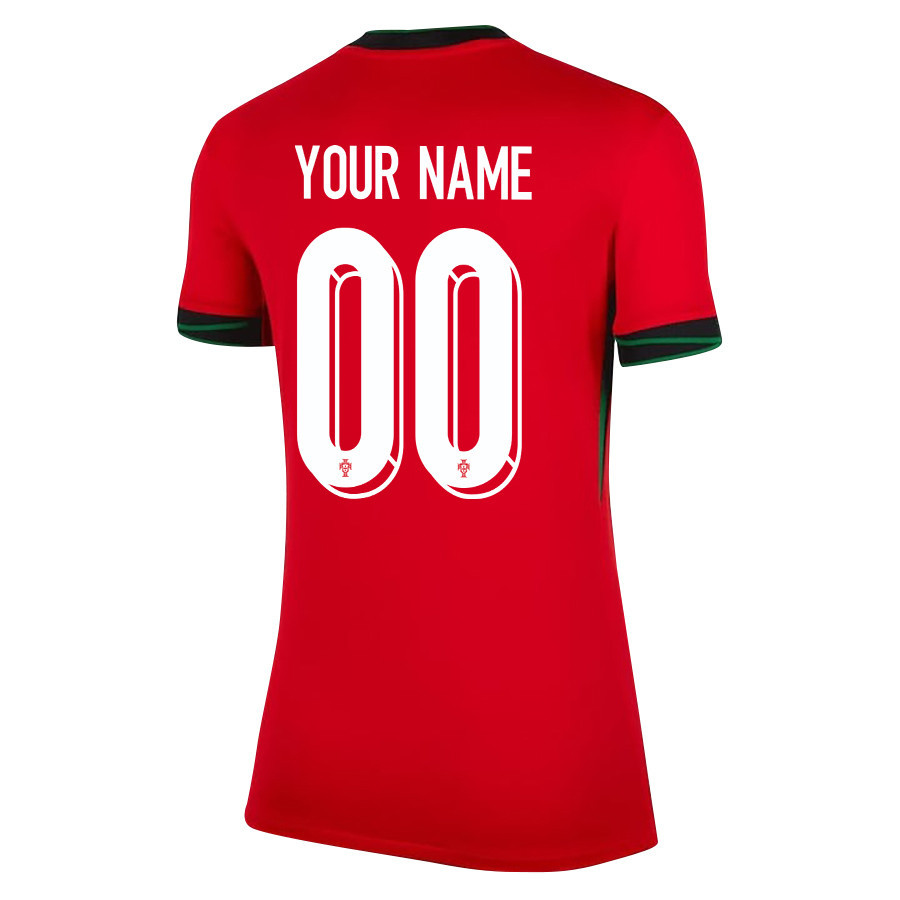 Portugal National Team 2024/25 Home Custom WOMEN Jersey - Red