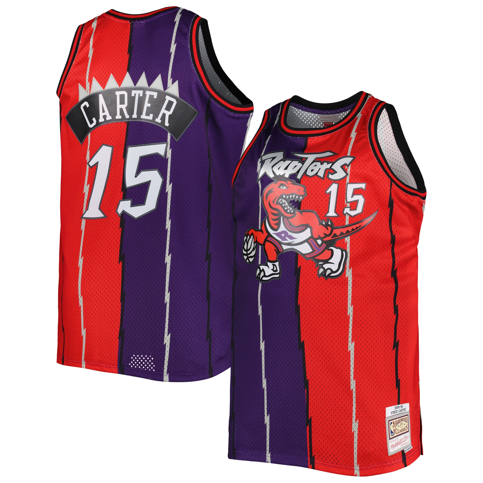 Vince Carter Toronto Raptors Mitchell & Ness Big & Tall Hardwood Classics 1998\/99 Split Swingman Jersey - Purple\/Red