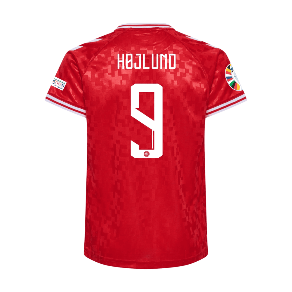 Rasmus Højlund 9 Denmark National Team 2024 Home Stadium YOUTH Jersey - Red
