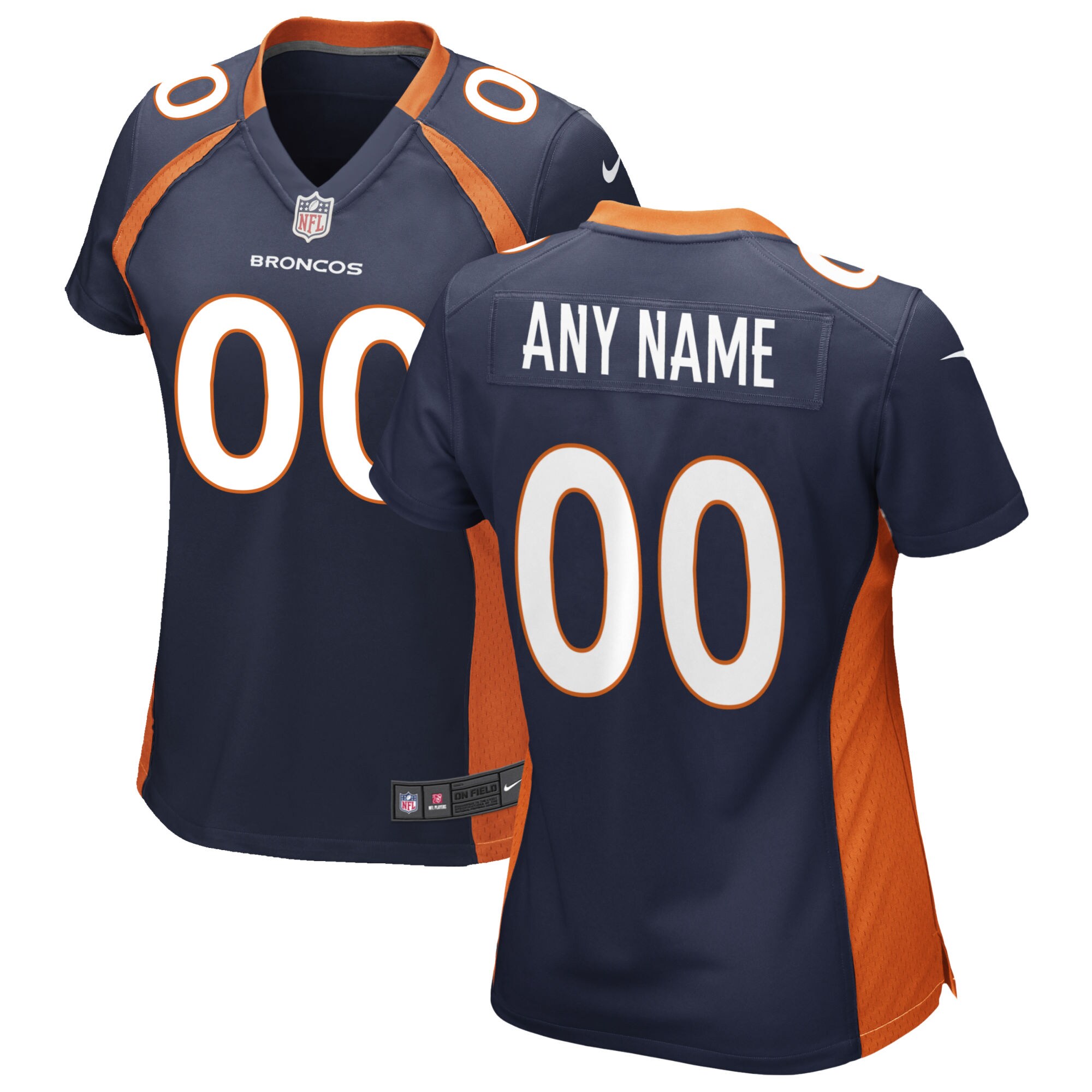 Denver Broncos  Women's Alternate Custom Game Jersey - Navy