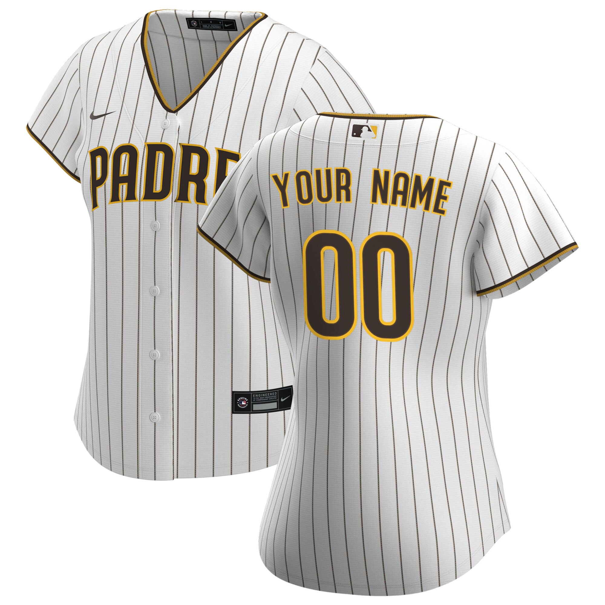 San Diego Padres  Women's Home Replica Custom Jersey - White