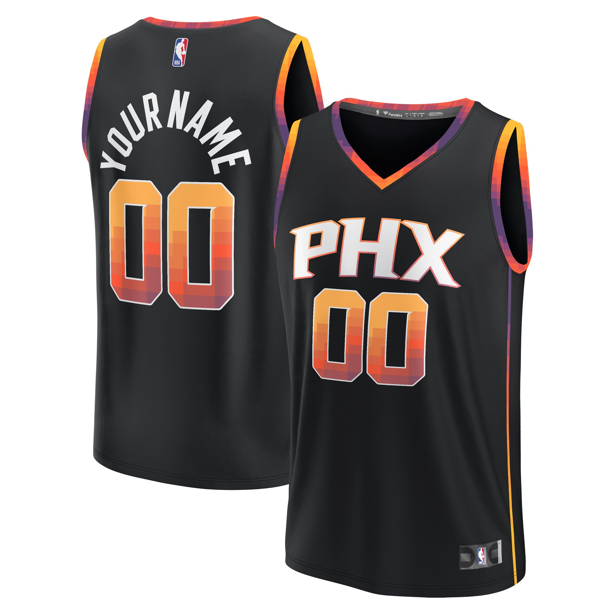 Phoenix Suns Fanatics  Fast Break Custom Replica Jersey - Black - Statement Edition