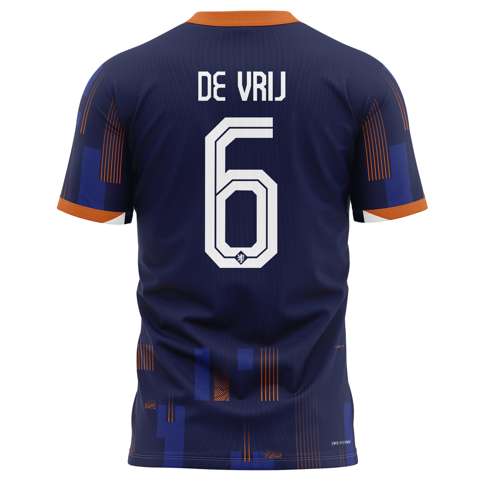 Stefan de Vrij 6 Netherlands National Team 2024 Away Kits AOP T-shirt - Navy