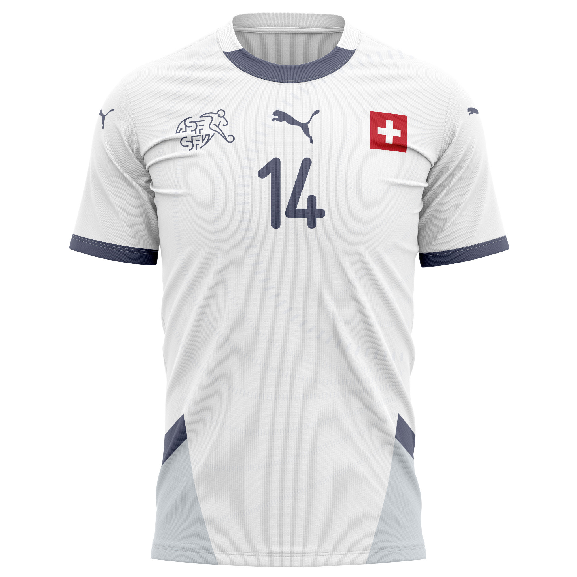 Ardon Jashari 14 Switzerland National Team 2024/25 Away Kits AOP T-shirt - White
