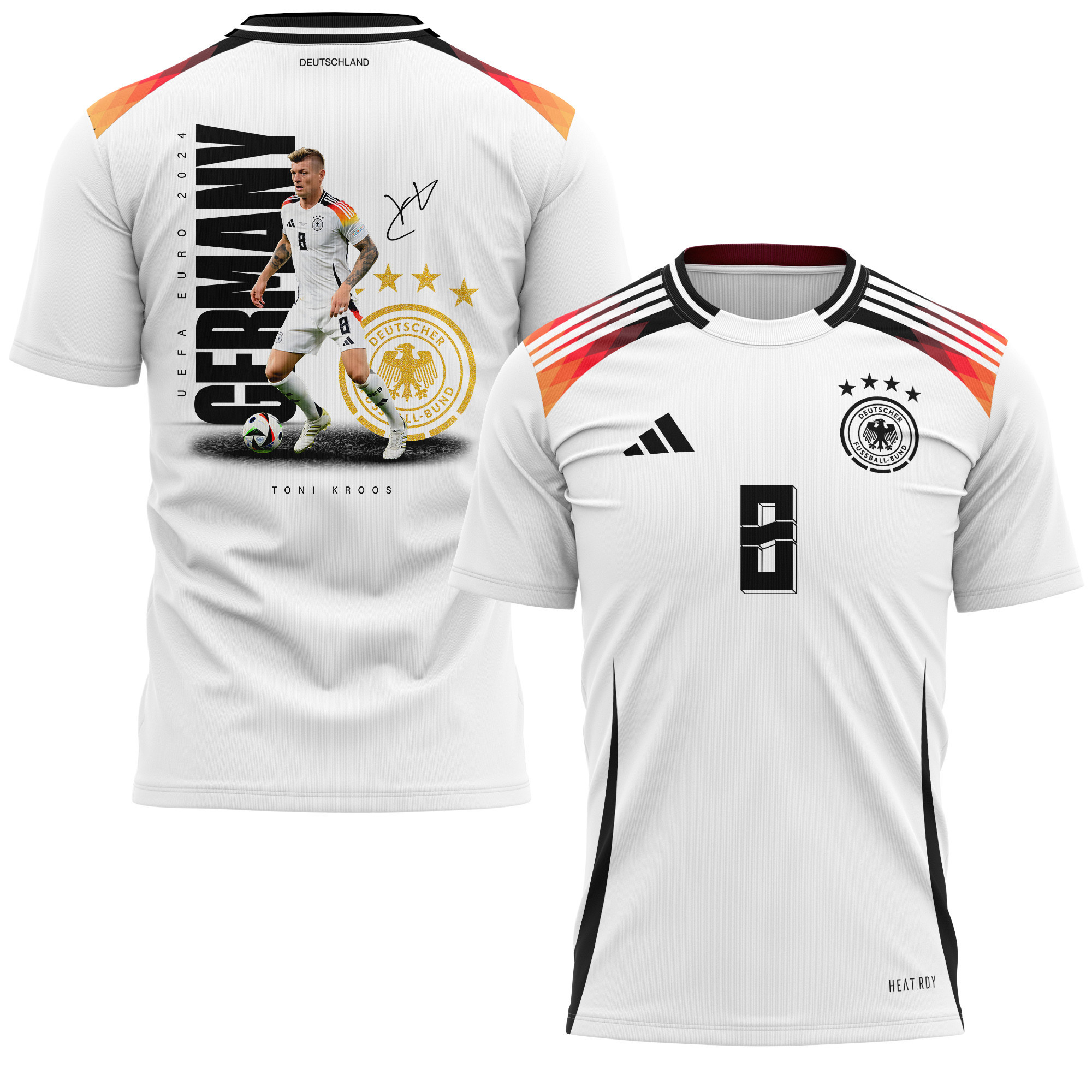 Toni Kroos 8 Signed Goal-Scoring Germany National Team 2024 Home Kits AOP T-shirt - White