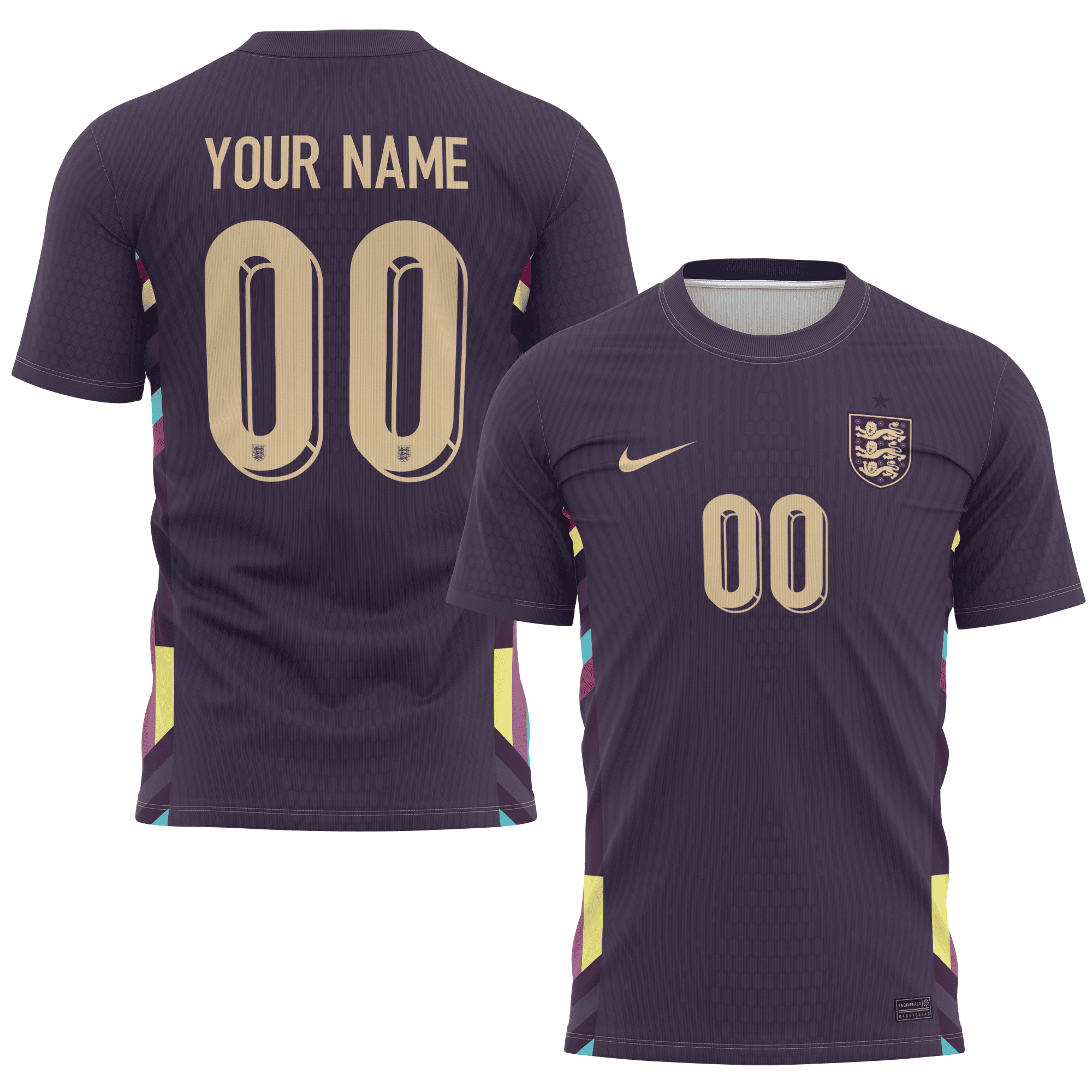 England National Team 2024 Away Kits Custom AOP T-shirt - Purple