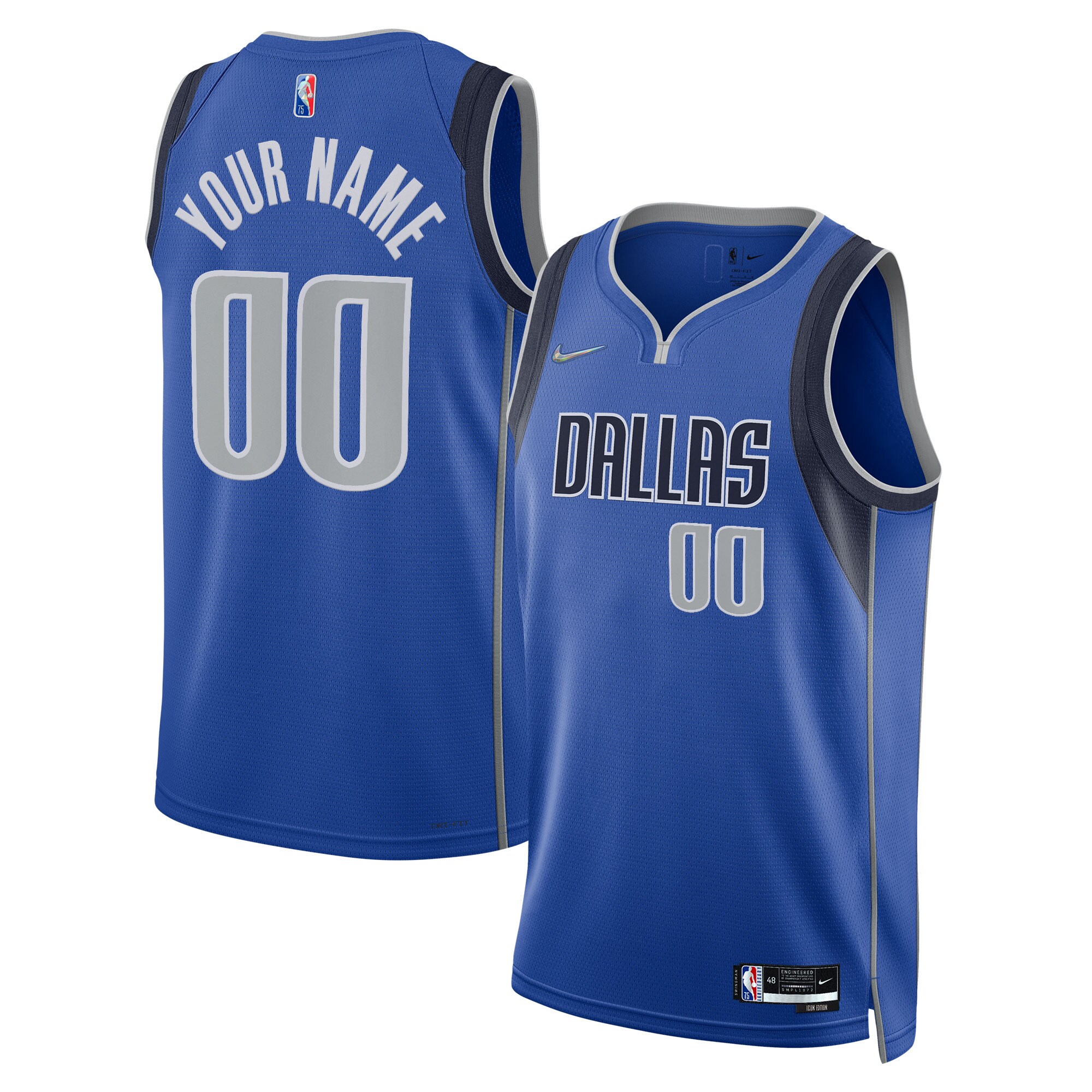 Dallas Mavericks  2021\/22 Diamond Swingman Custom Jersey - Icon Edition - Blue
