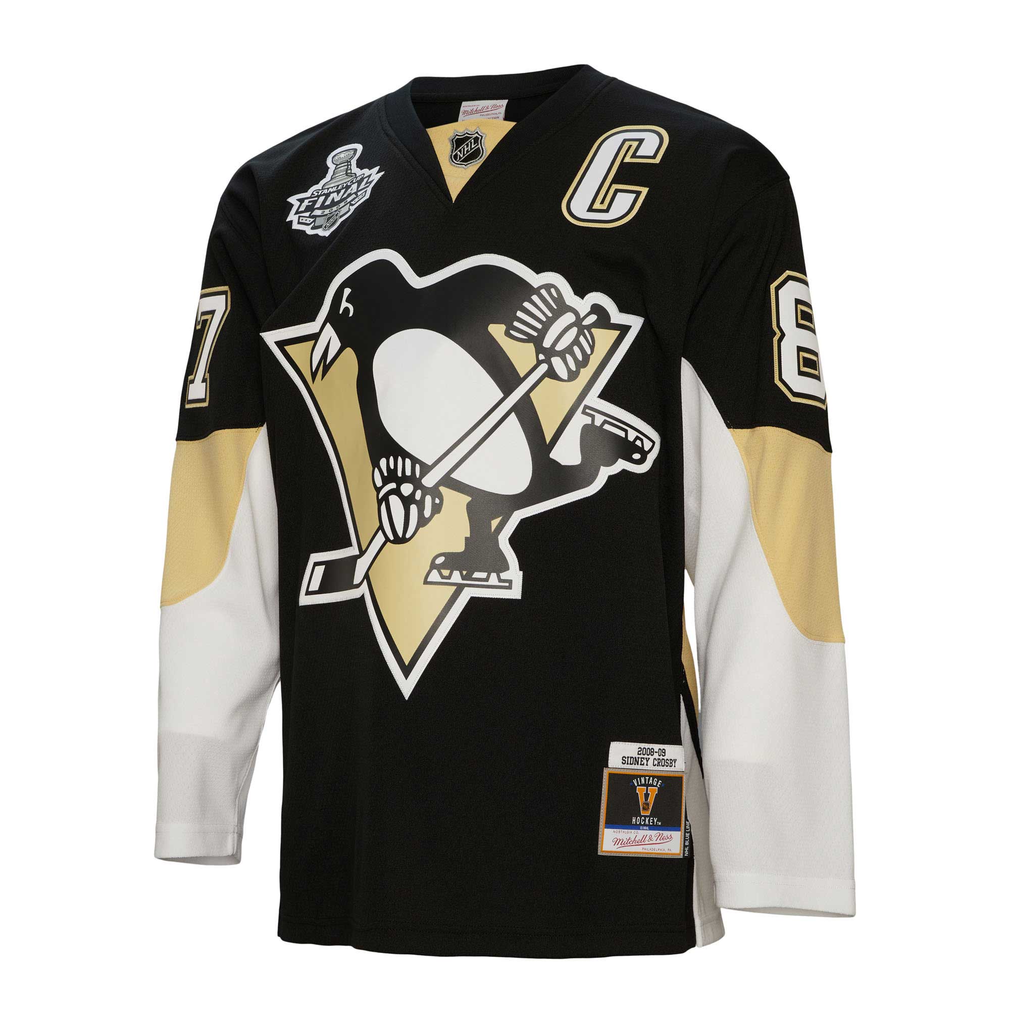 Sidney Crosby Pittsburgh Penguins Mitchell & Ness Captain Patch 2008\/09 Blue Line Player Jersey - Black