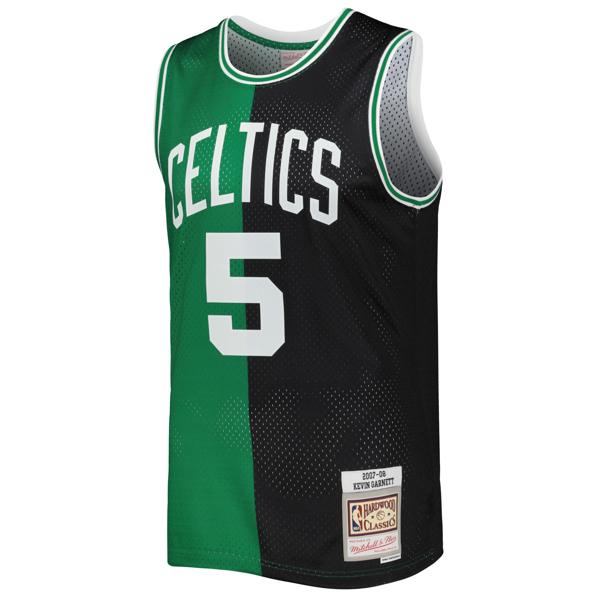 Kevin Garnett Boston Celtics Mitchell & Ness Hardwood Classics 2007\/08 Split Swingman Jersey - Black\/Kelly Green