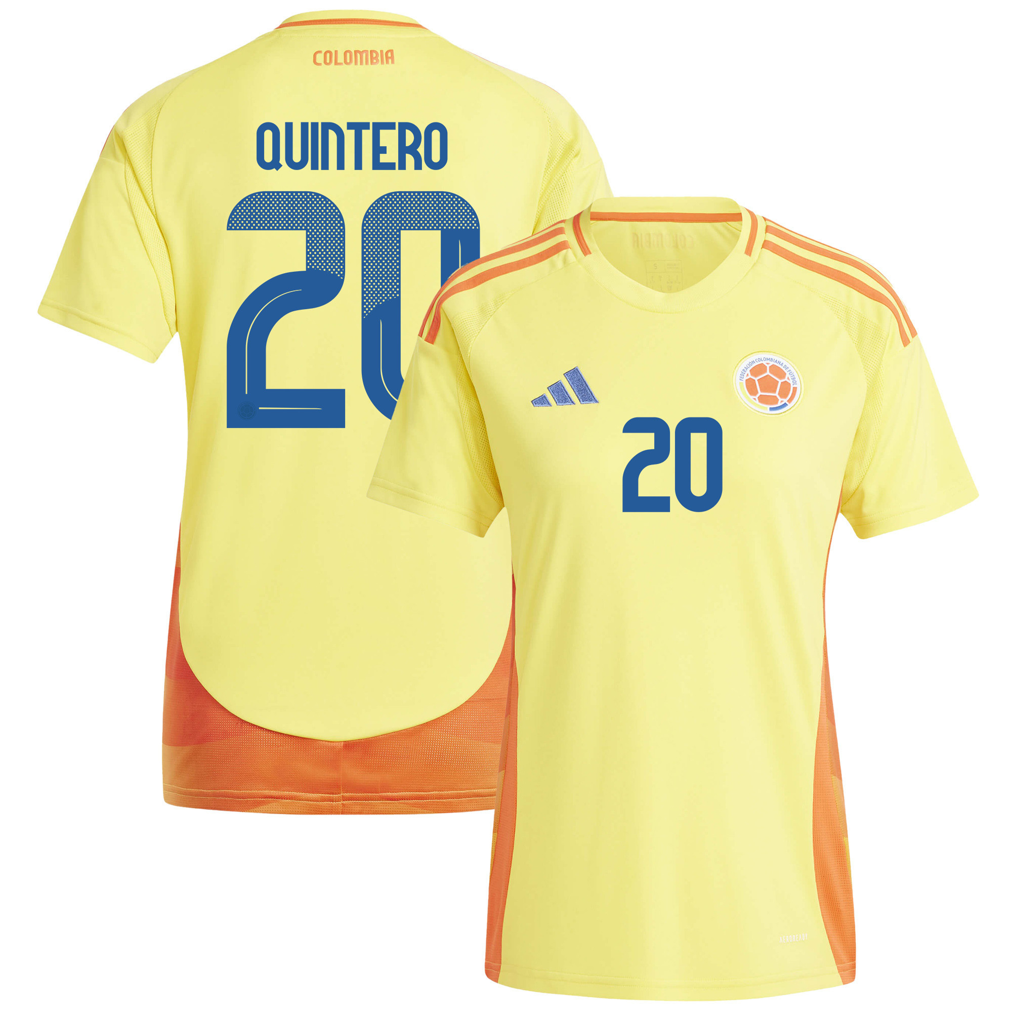 Juan Quintero 20 Colombia National Team 2024/25 Home Women Jersey - Yellow