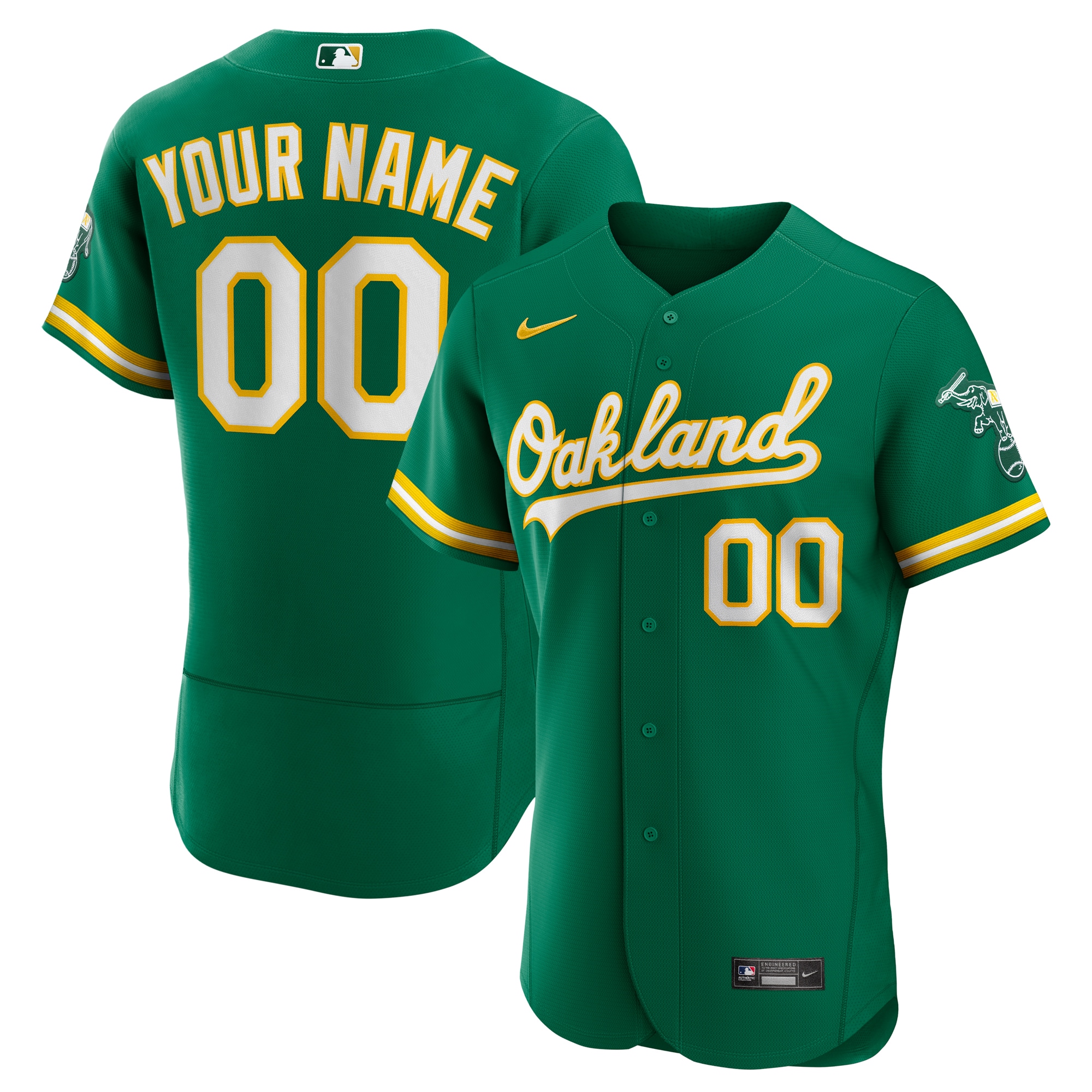 Oakland Athletics  Alternate Authentic Custom Jersey - Kelly Green