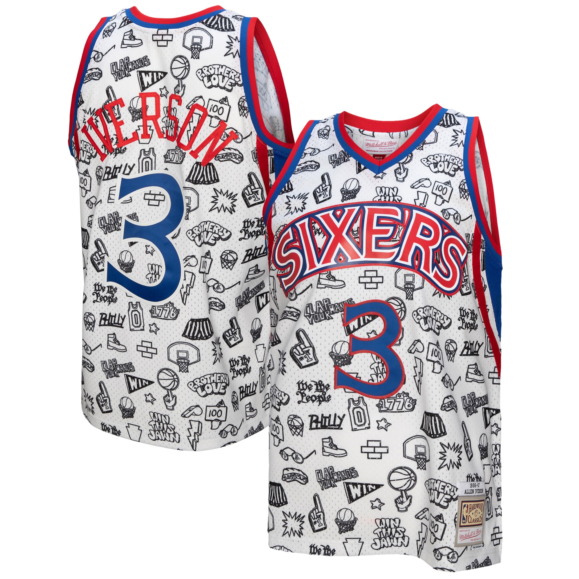Allen Iverson Philadelphia 76ers Mitchell & Ness 1996\/97 Swingman Jersey - White
