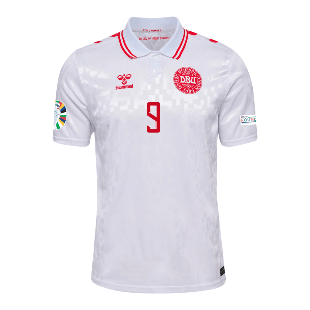 Rasmus Højlund 9 Denmark National Team 2024 Away Stadium Men Jersey - White