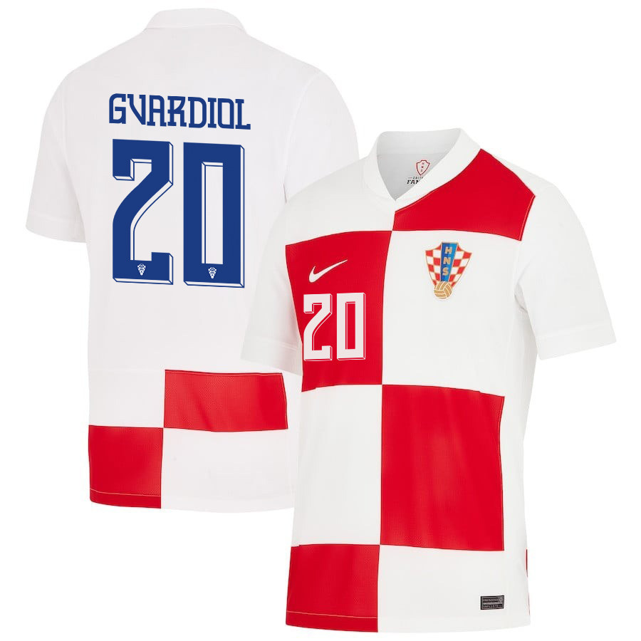 Joško Gvardiol 20 Croatia National Team 2024 Home Men Jersey - White