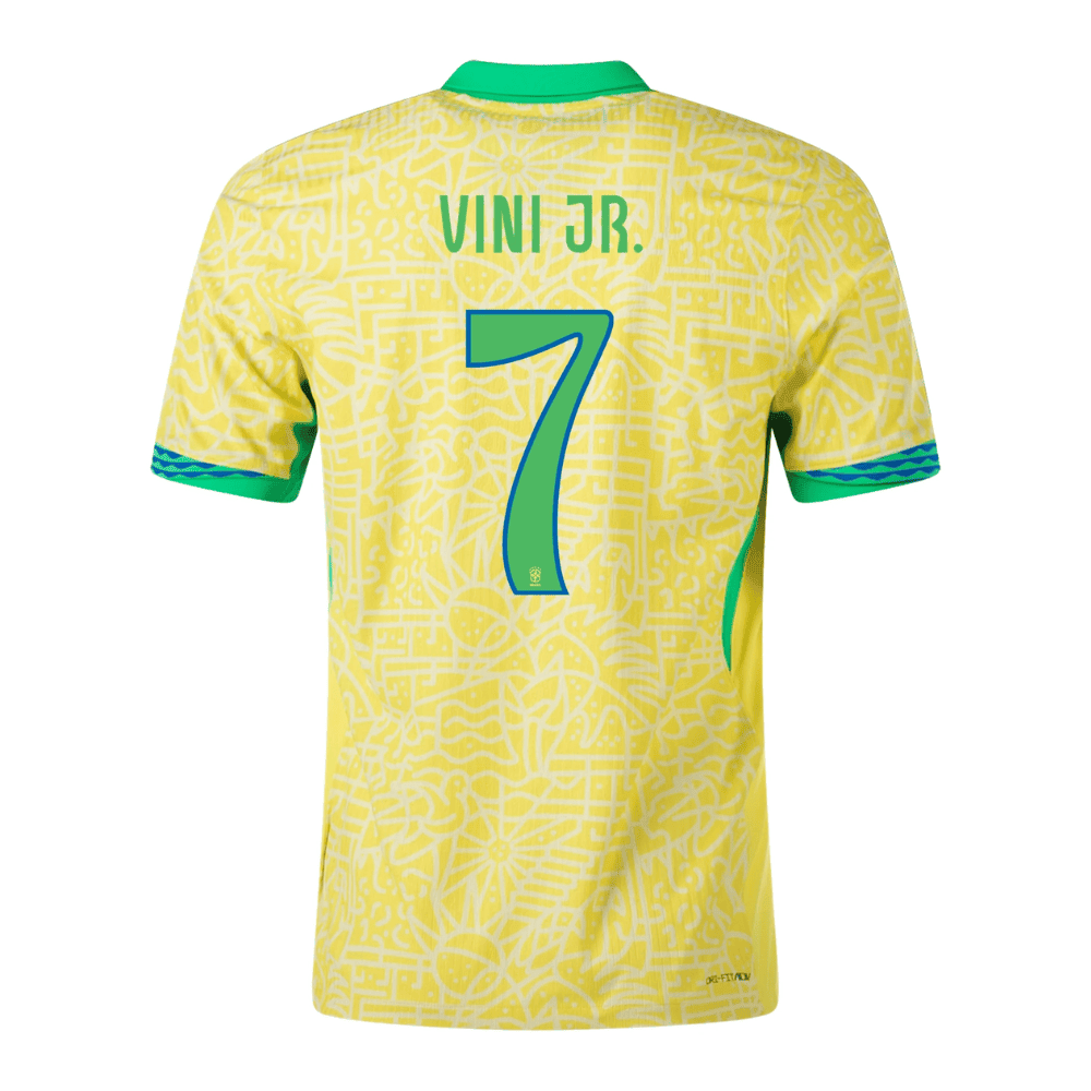 Vinicius Junior 7 Brazil National Team 2024 Home Stadium Men Jersey - Yellow