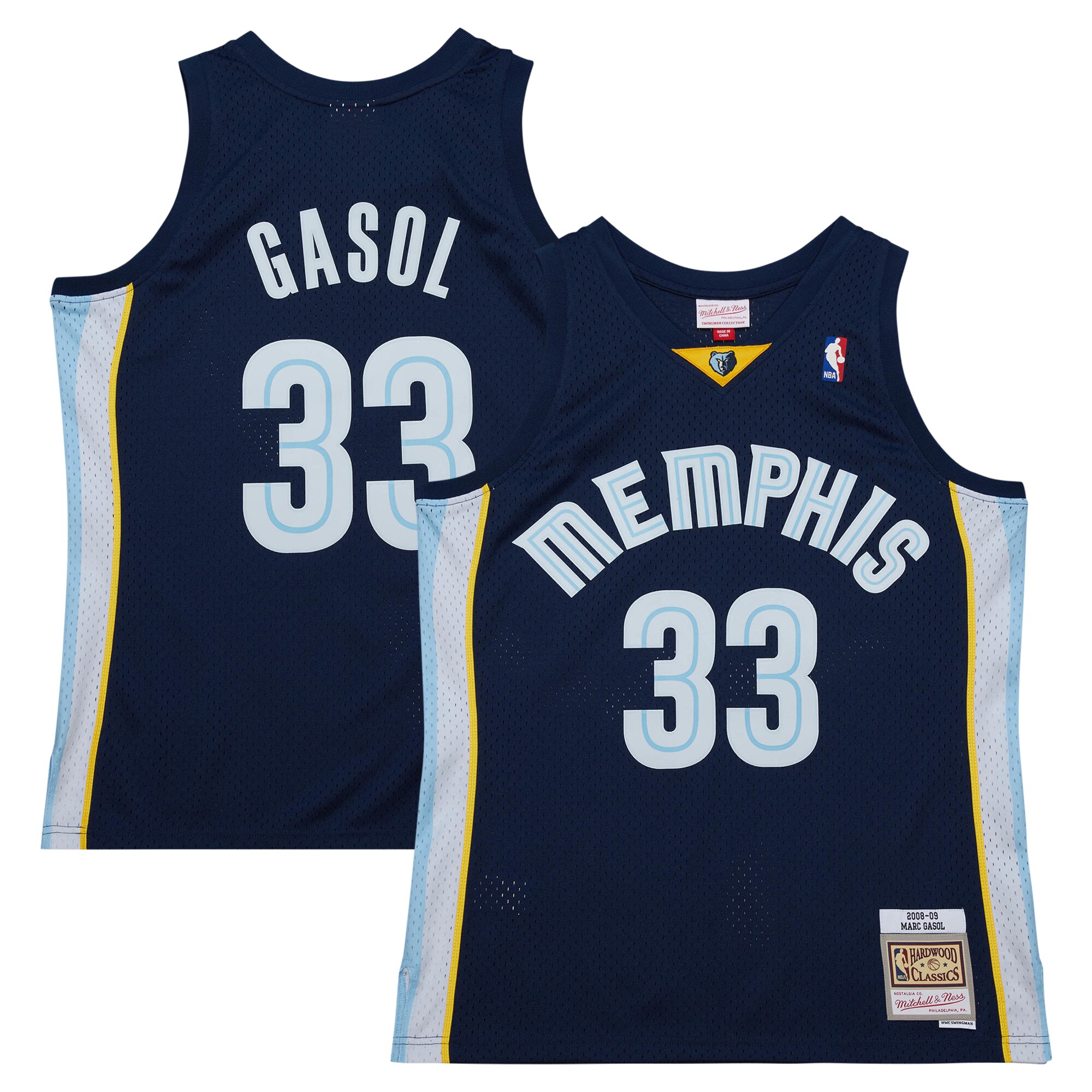 Marc Gasol Memphis Grizzlies Mitchell & Ness  2008\/09 Hardwood Classics Swingman Throwback Jersey - Navy