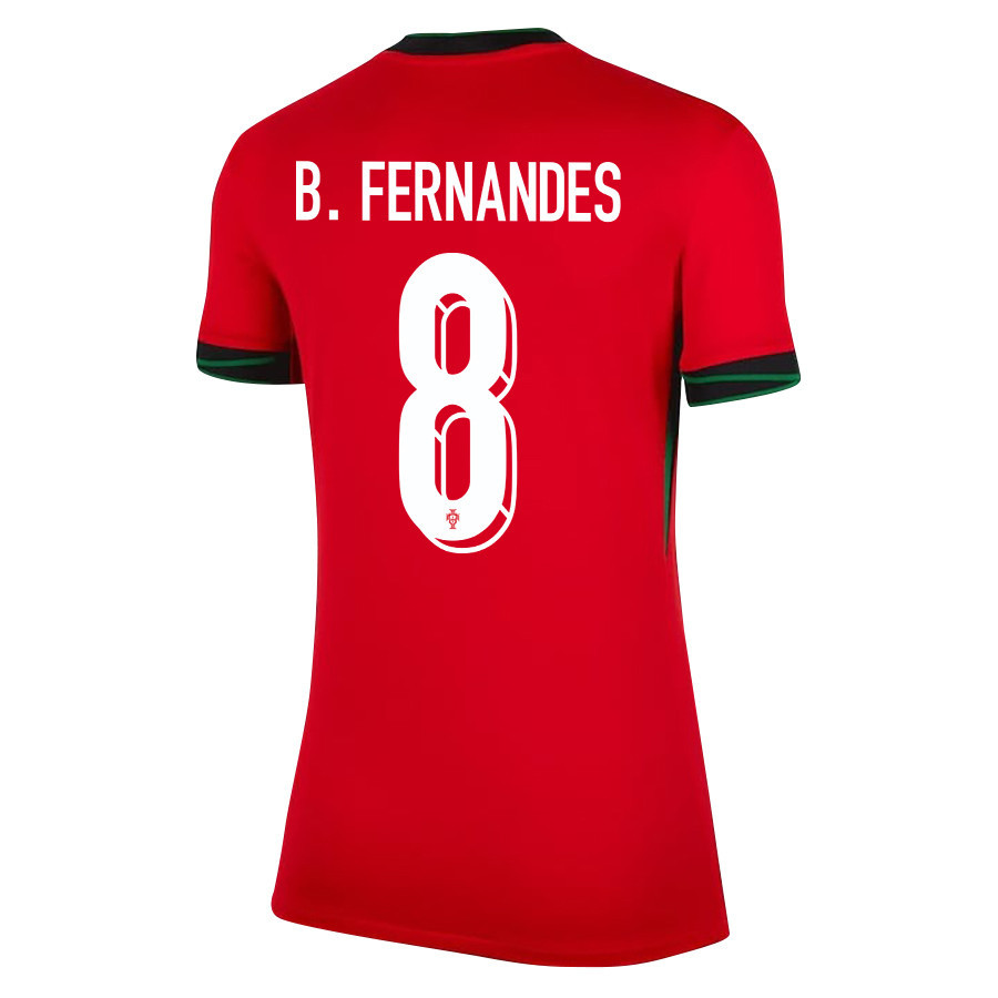 Bruno Fernandes 8 Portugal National Team 2024/25 Home WOMEN Jersey - Red