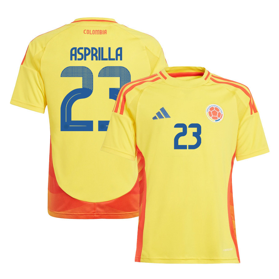 Yaser Asprilla 23 Colombia National Team 2024/25 Home YOUTH Jersey - Yellow