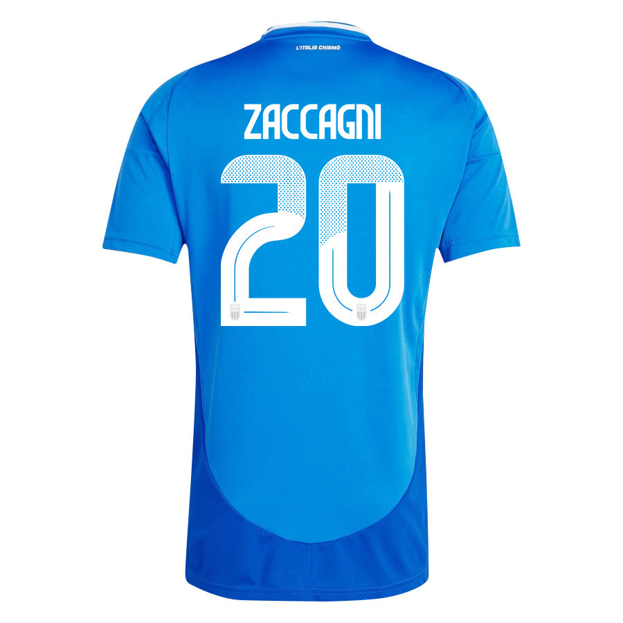 Mattia Zaccagni 20 Italy National Team 2024/25 Home Men Jersey - Blue