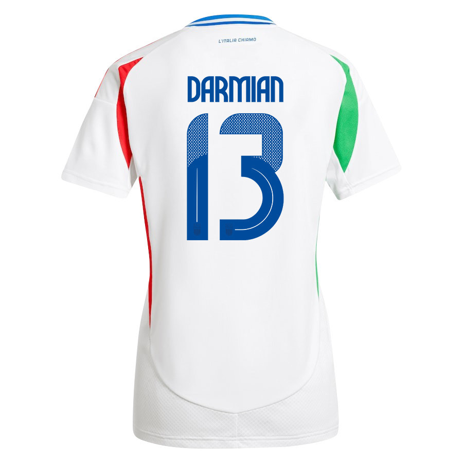 Matteo Darmian 13 Italy National Team 2024/25 Away Women Jersey - White