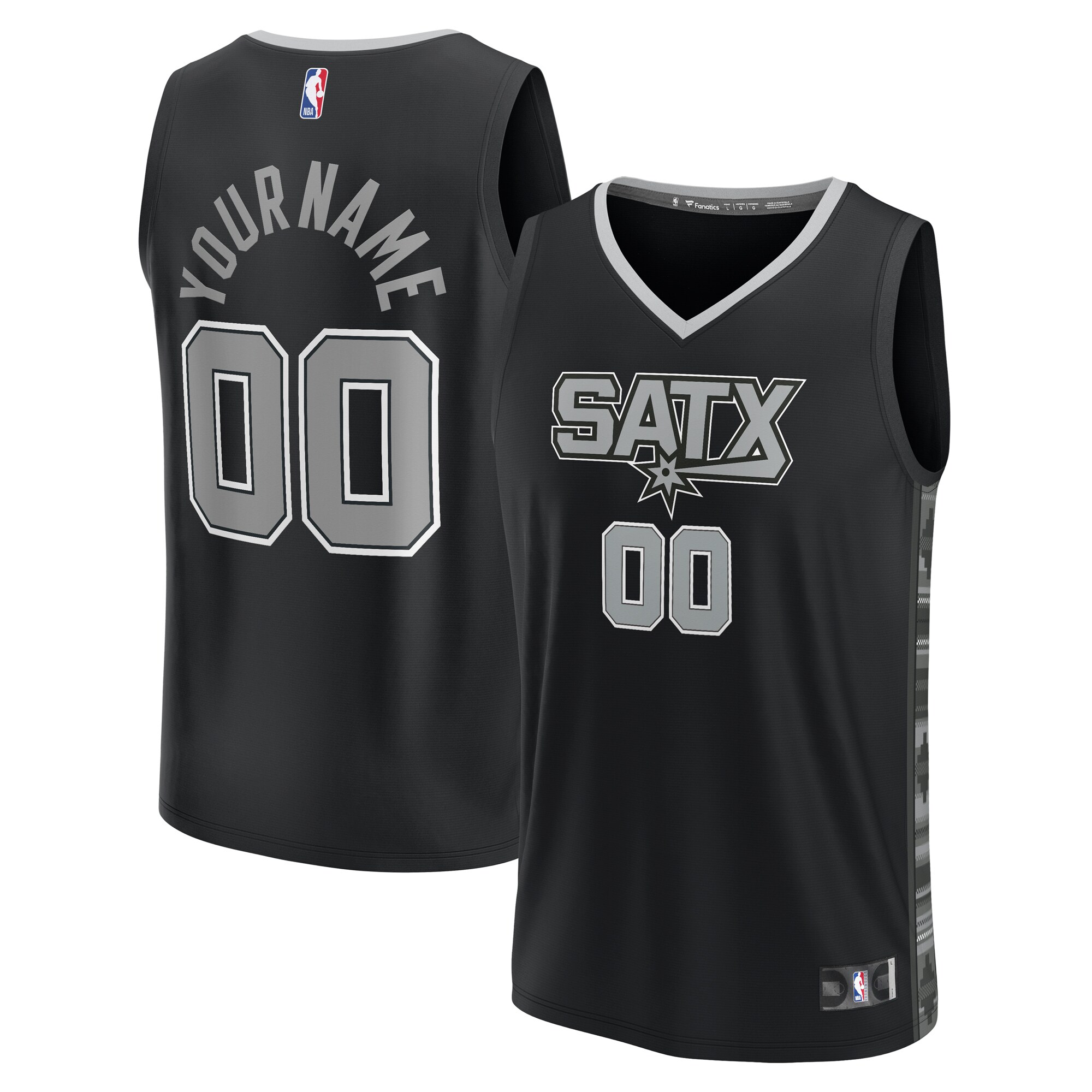 San Antonio Spurs Fanatics  Fast Break Custom Replica Jersey - Black - Statement Edition