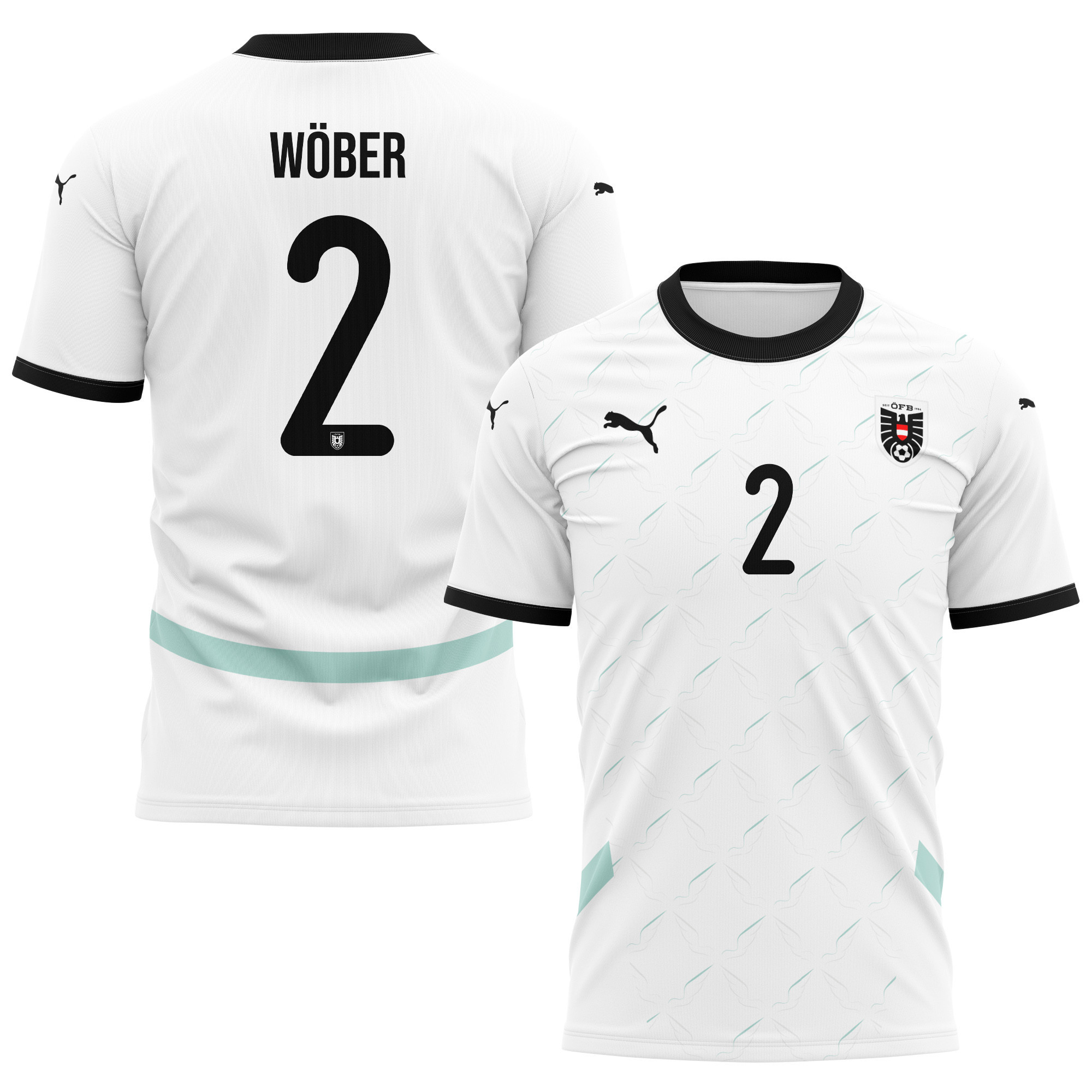 Maximilian Wöber 2 Austria National Team 2024/25 Away Kits AOP T-shirt - White
