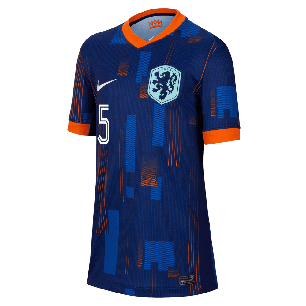 Nathan Aké 5 Netherlands National Team 2024 Away YOUTH Jersey - Blue