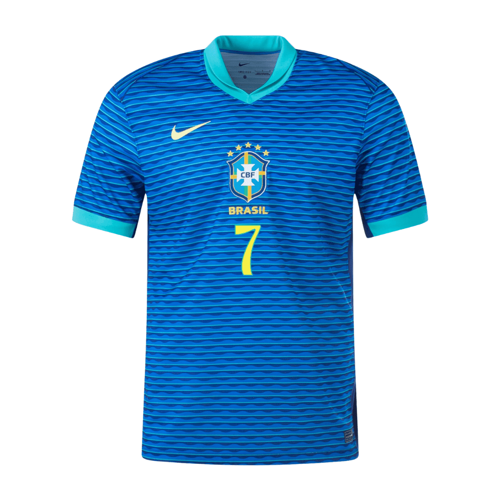 Vinicius Junior 7 Brazil National Team 2024 Away Stadium Men Jersey - Blue