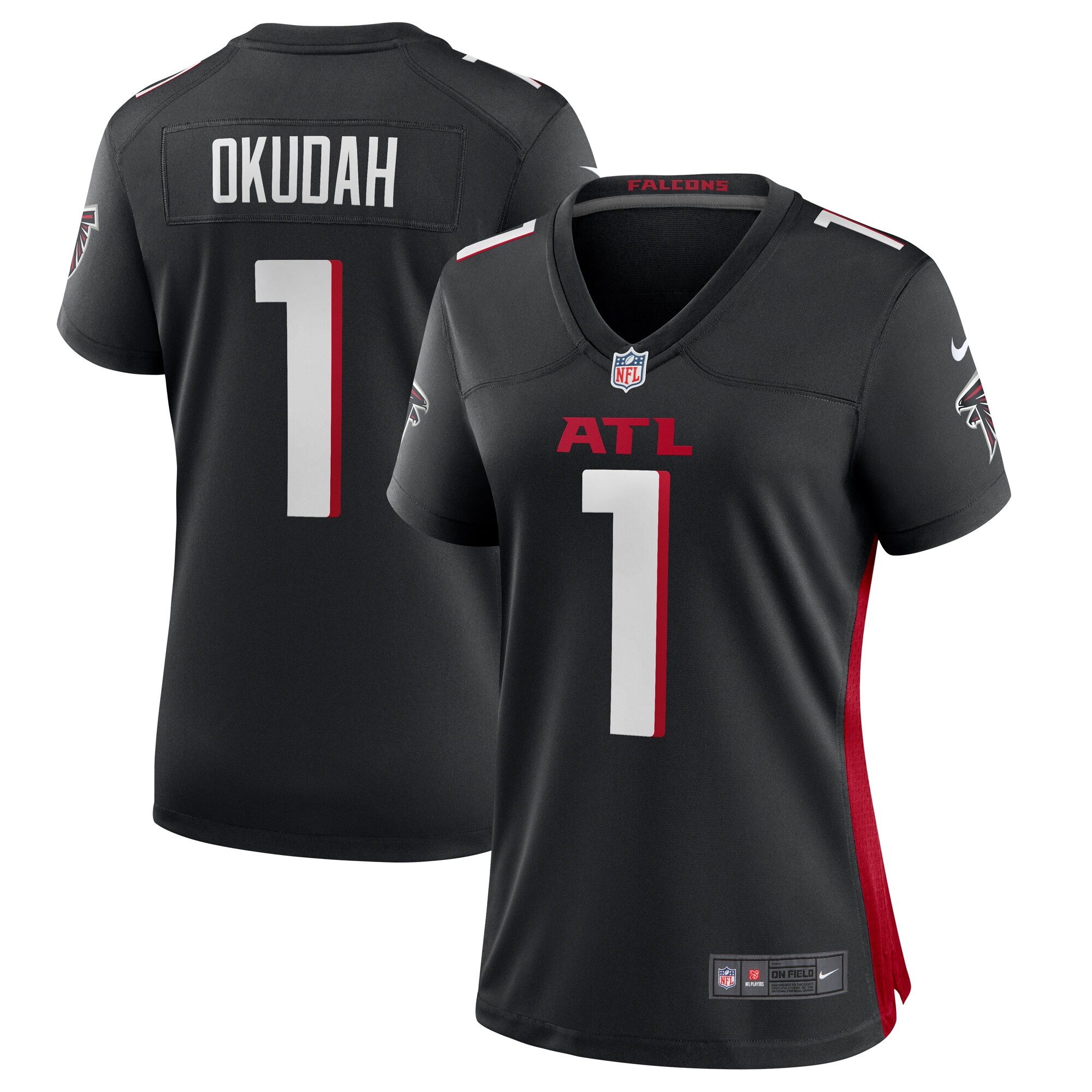Jeff Okudah Atlanta Falcons  Women's Game Player Jersey - Black