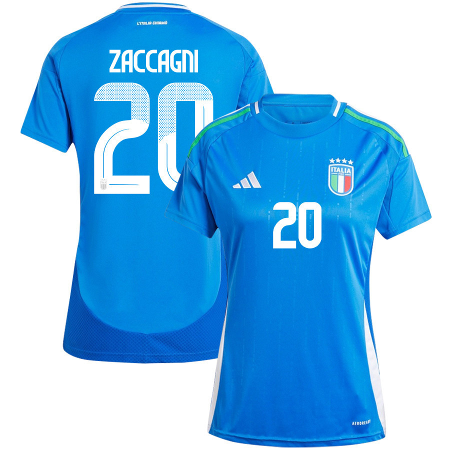 Mattia Zaccagni 20 Italy National Team 2024/25 Home Women Jersey - Blue