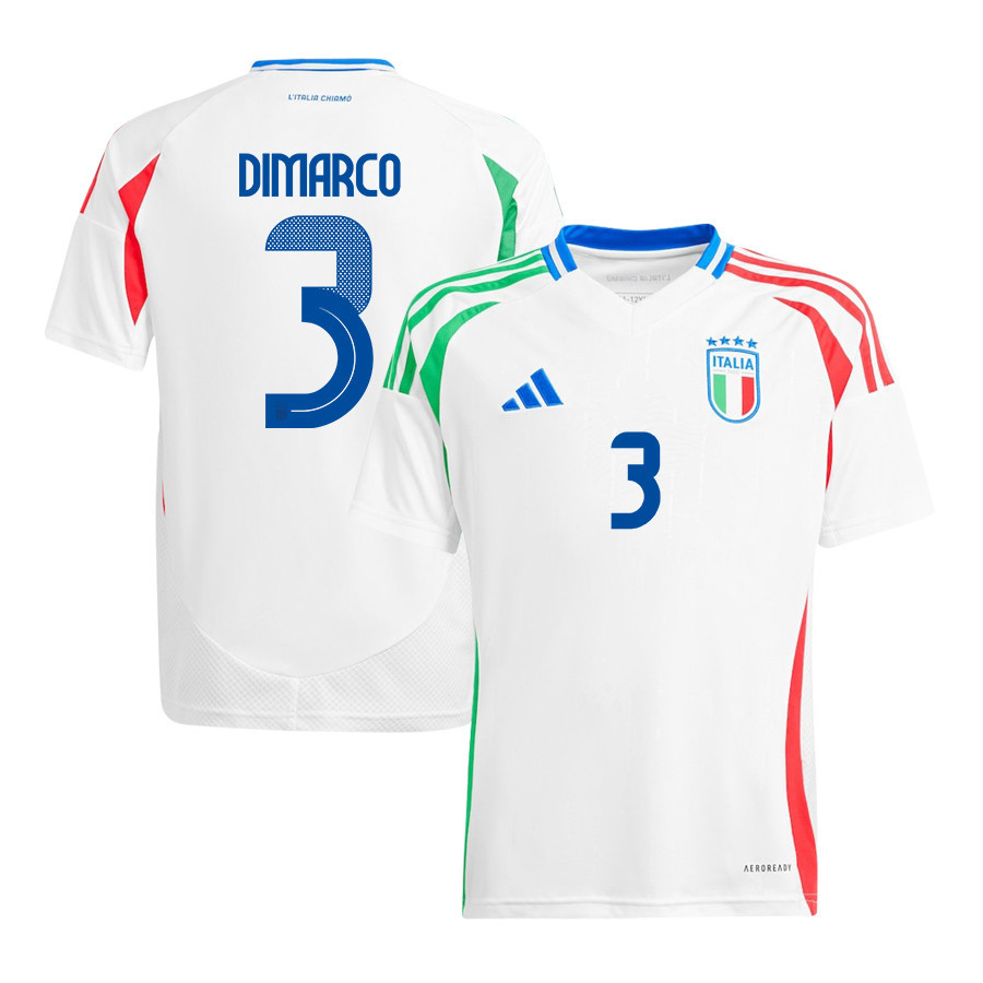 Federico Dimarco 3 Italy National Team 2024/25 Away YOUTH Jersey - White