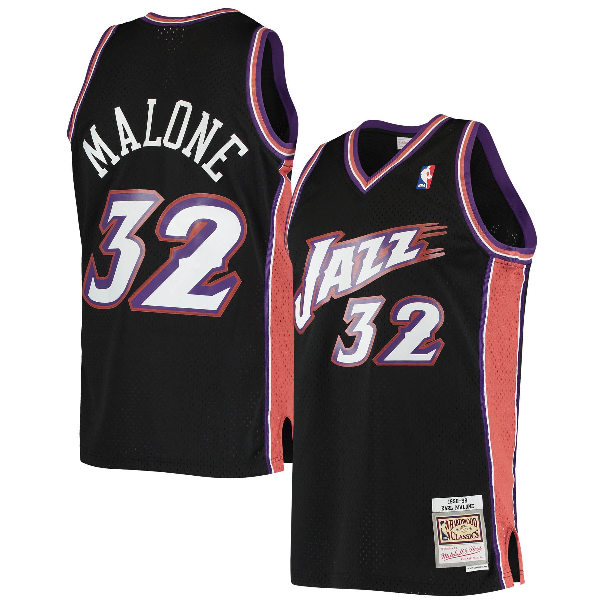 Karl Malone Utah Jazz Mitchell & Ness 2001\/02 Hardwood Classics Swingman Jersey - Black