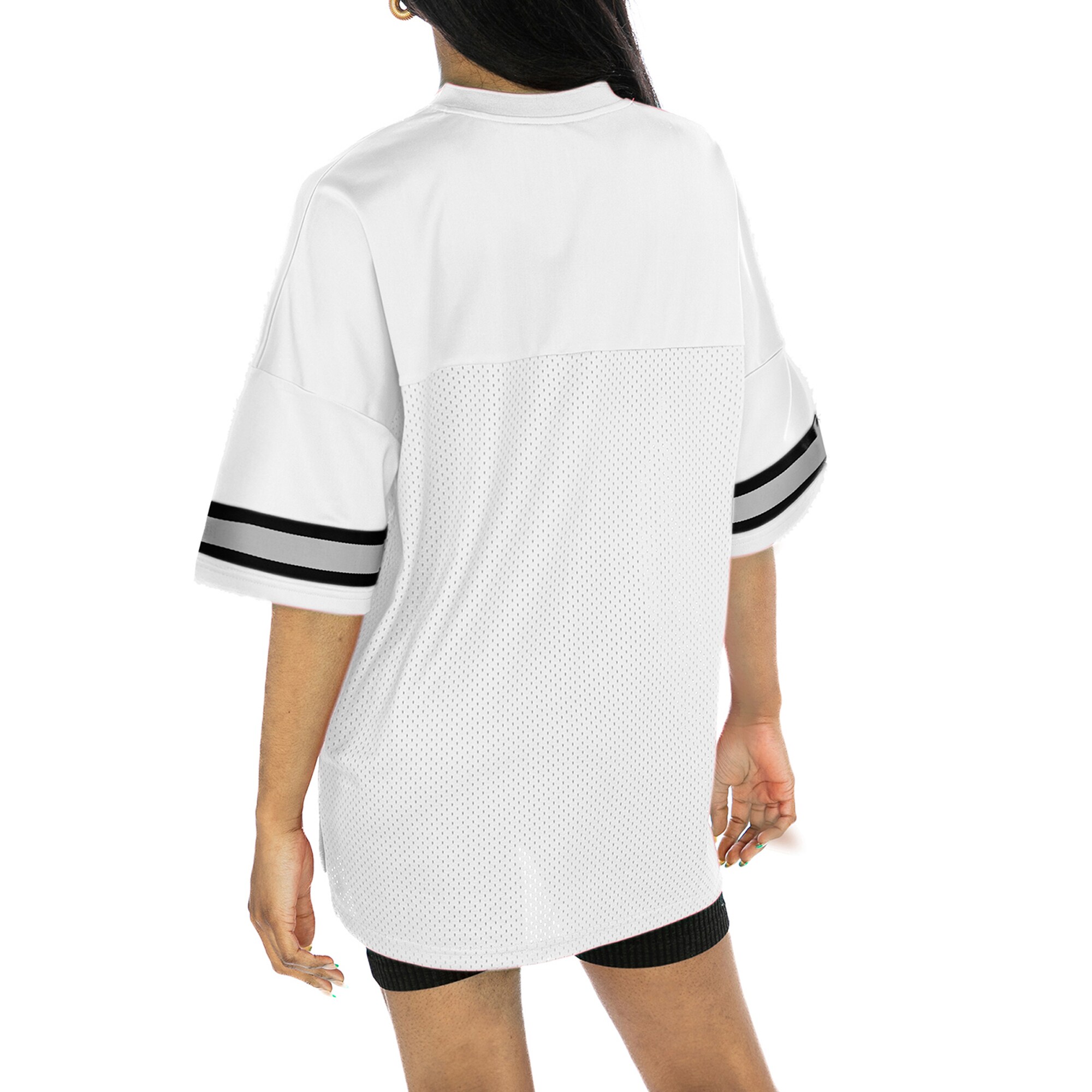 Cleveland Browns Gameday Couture Women's Top Recruit Oversized Side Slit V-Neck Fashion Jersey - White