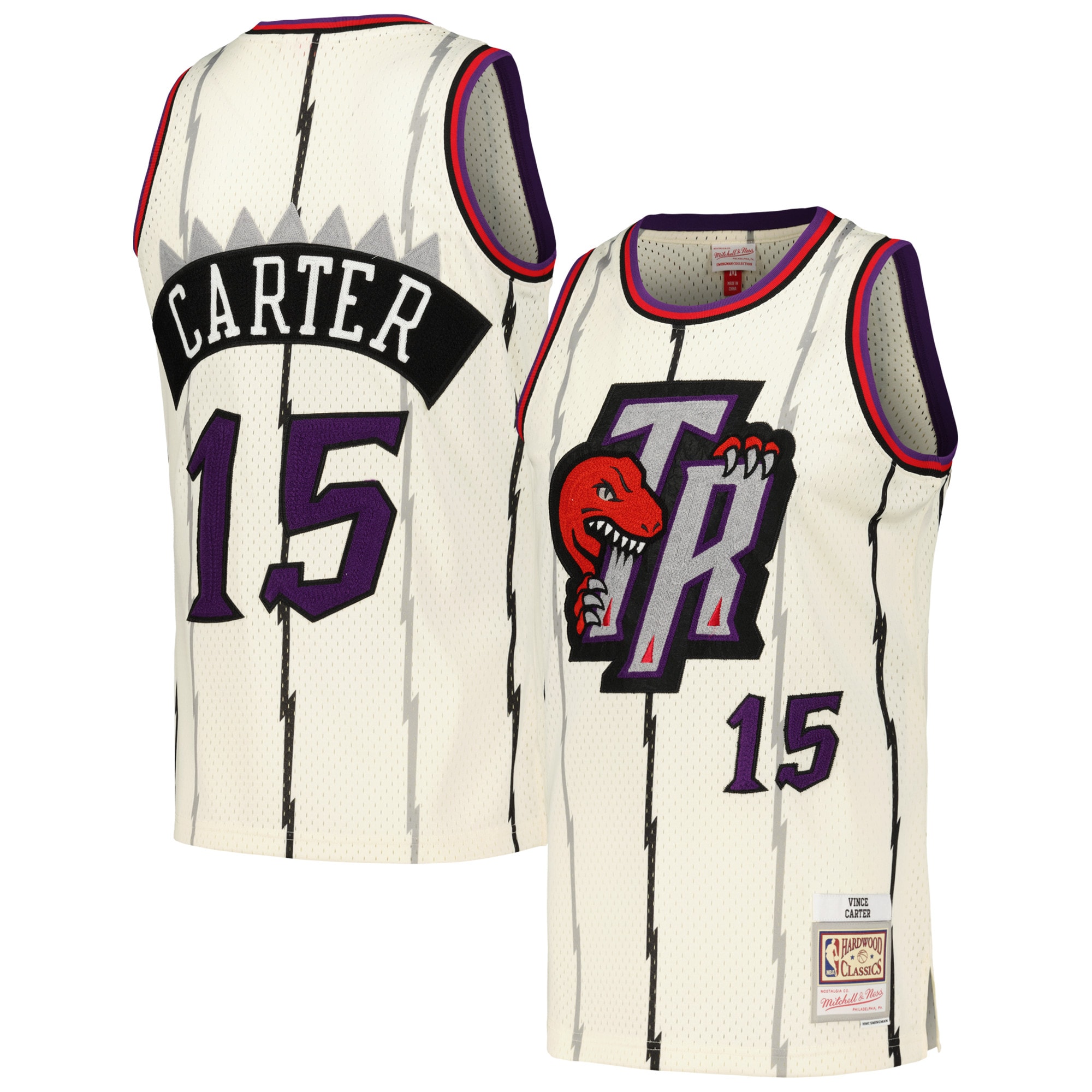 Vince Carter Toronto Raptors Mitchell & Ness Chainstitch Swingman Jersey - Cream