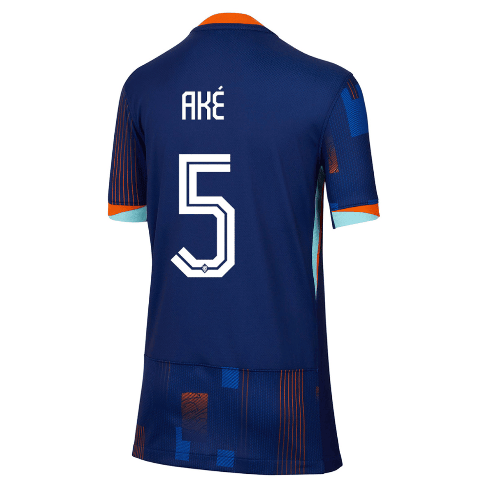 Nathan Aké 5 Netherlands National Team 2024 Away YOUTH Jersey - Blue