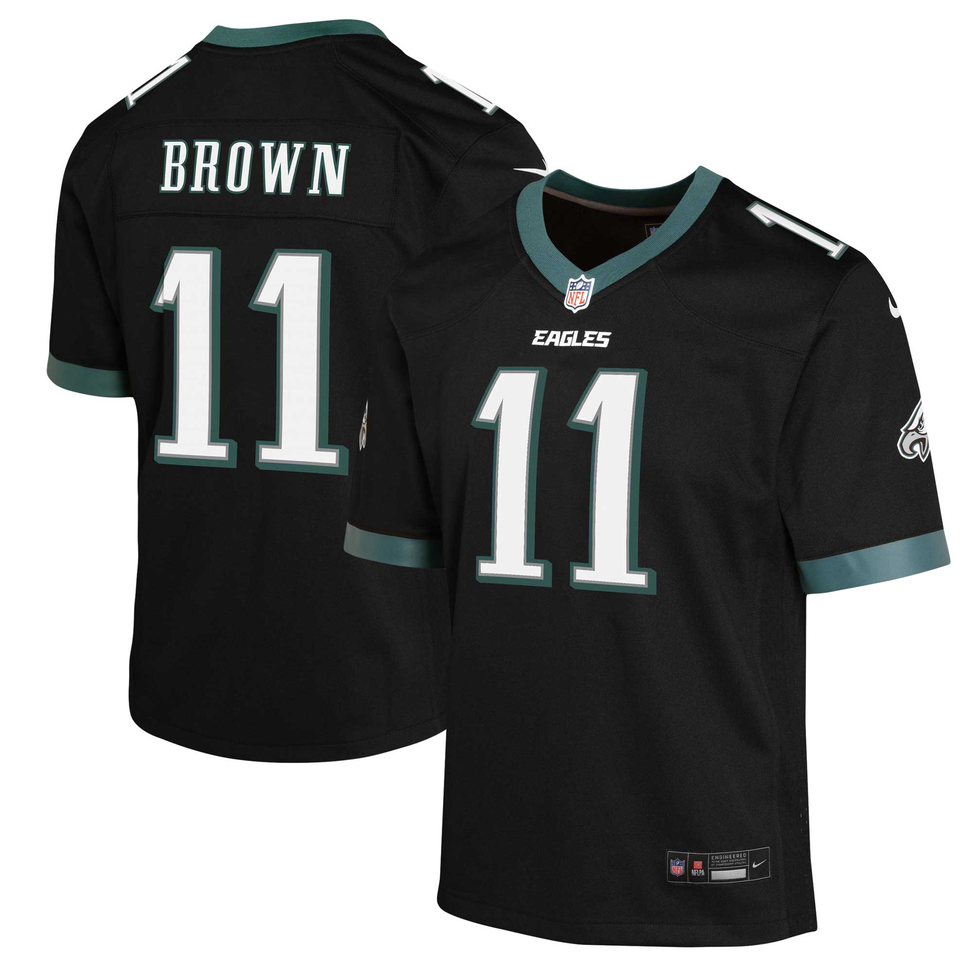 A.J. Brown Philadelphia Eagles  Youth Game Jersey - Black