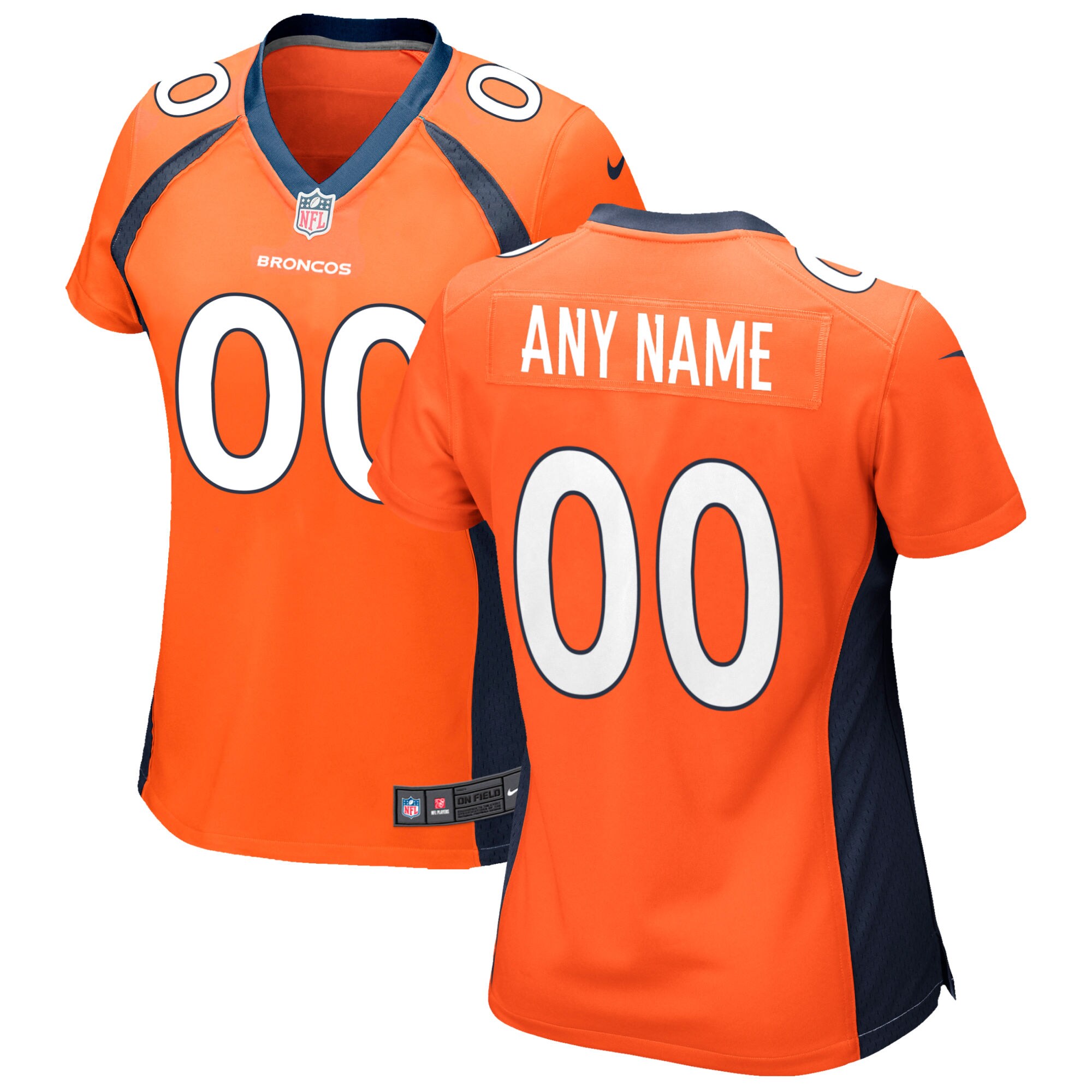 Denver Broncos  Women's Custom Game Jersey - Orange