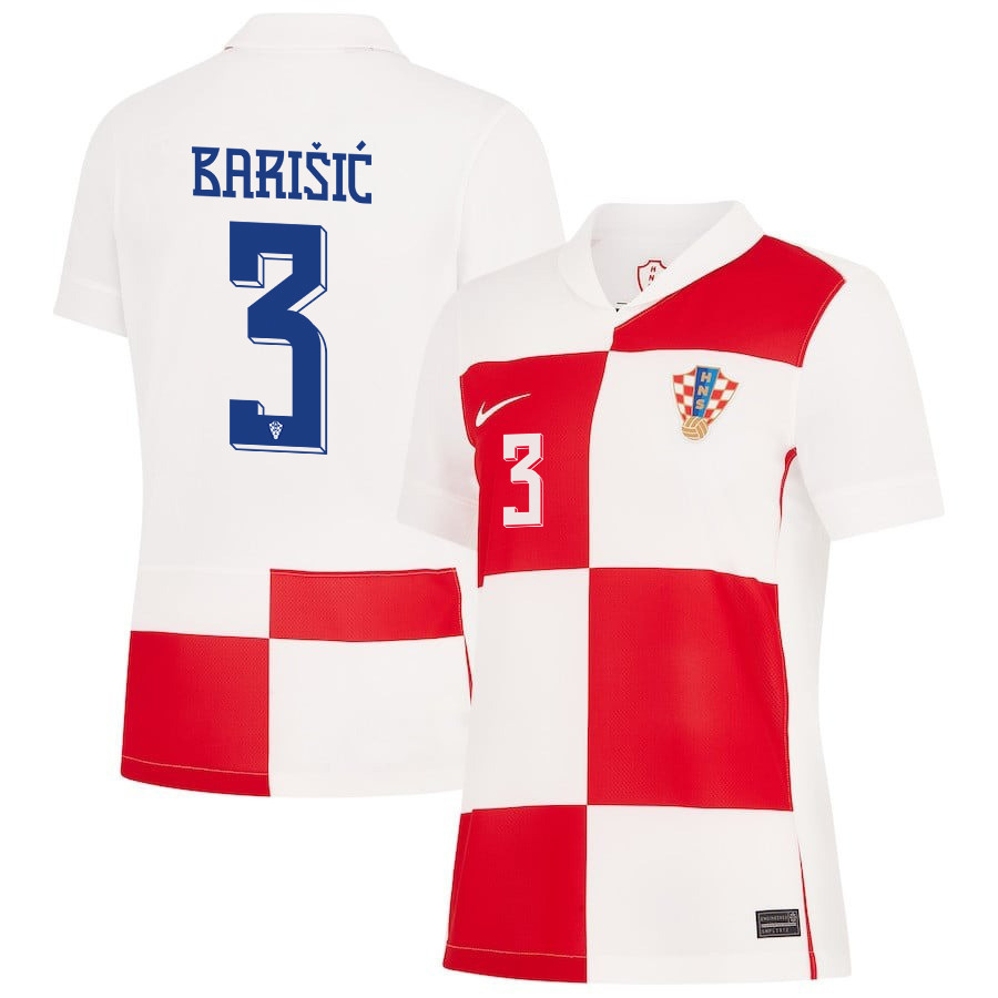 Borna Barišić 3 Croatia National Team 2024 Home WOMEN Jersey - White