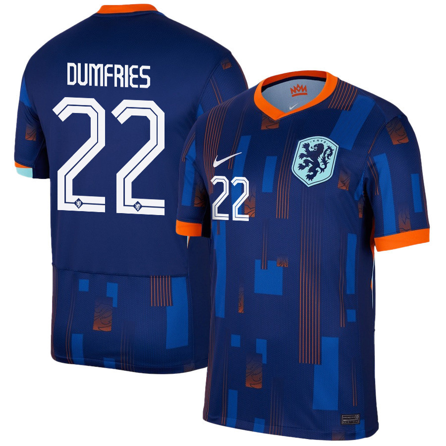 Denzel Dumfries 22 Netherlands National Team 2024/25 Away Men Jersey - Navy