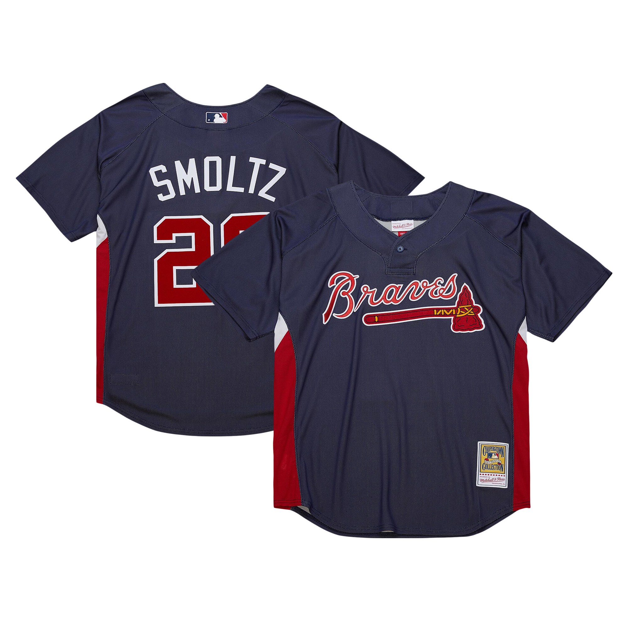 John Smoltz Atlanta Braves Mitchell & Ness Cooperstown Collection Mesh Batting Practice Jersey - Navy