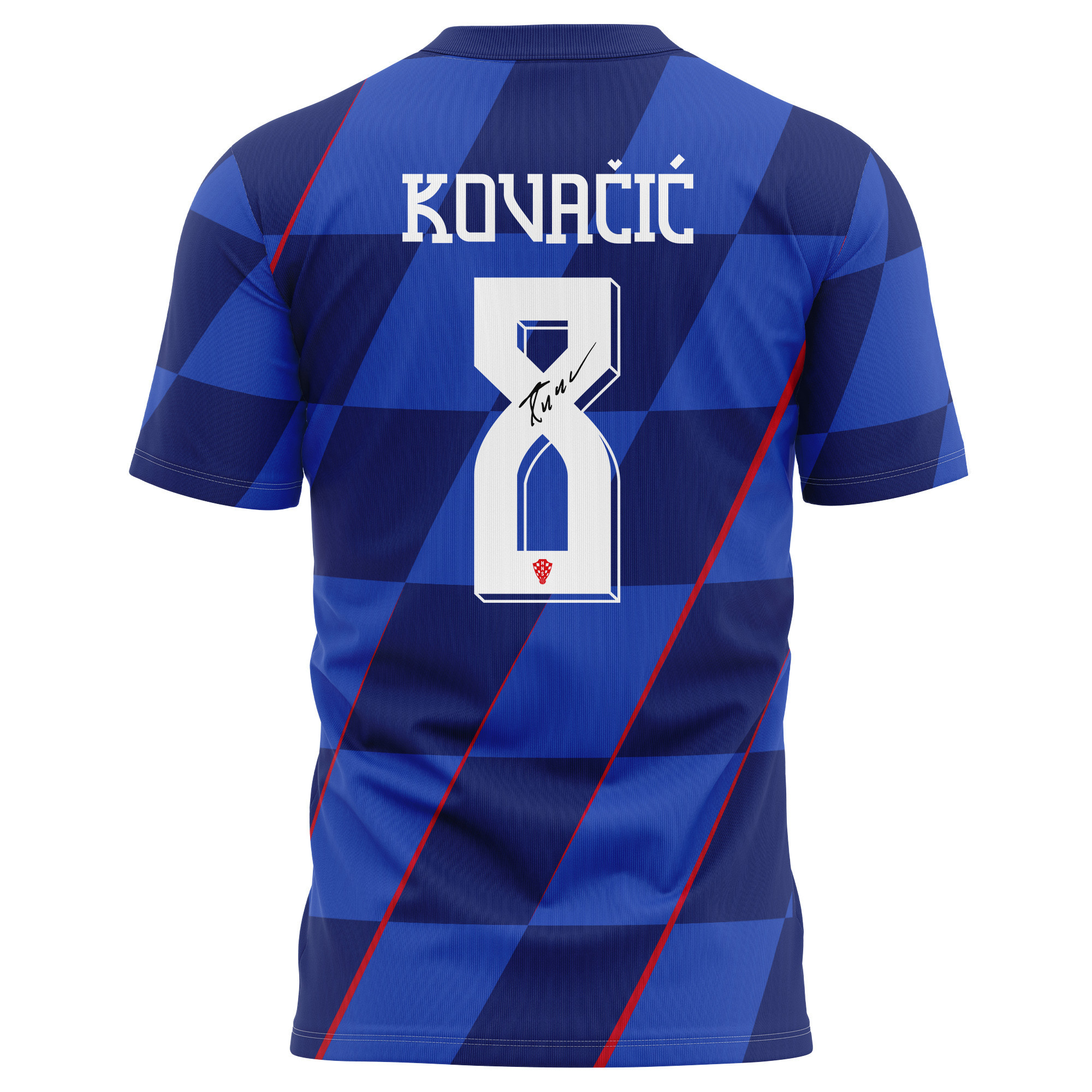 Mateo Kovačić 8 Signed Croatia National Team 2024/25 Away Kits AOP T-shirt Autographed - Navy