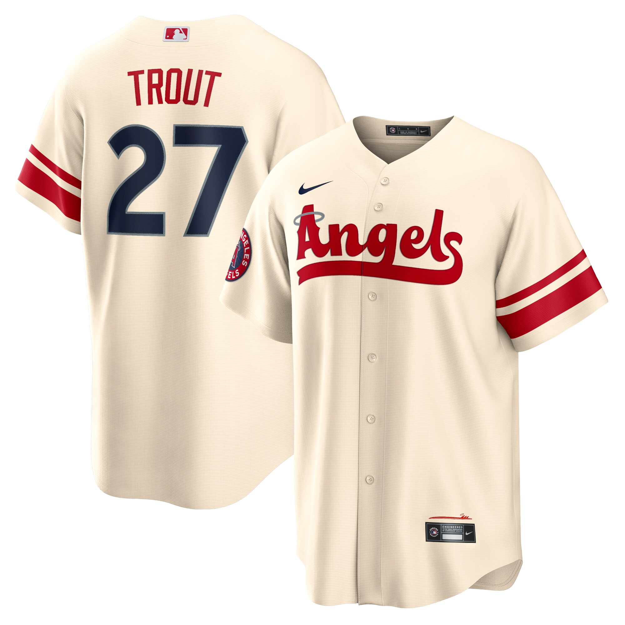 Mike Trout Los Angeles Angels  City Connect Replica Player Jersey - Cream
