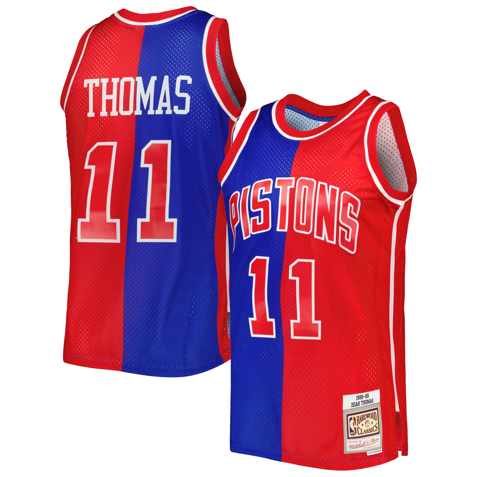 Isiah Thomas Isiah Thomas Mitchell & Ness Hardwood Classics 1988\/89 Split Swingman Jersey - Blue\/Red