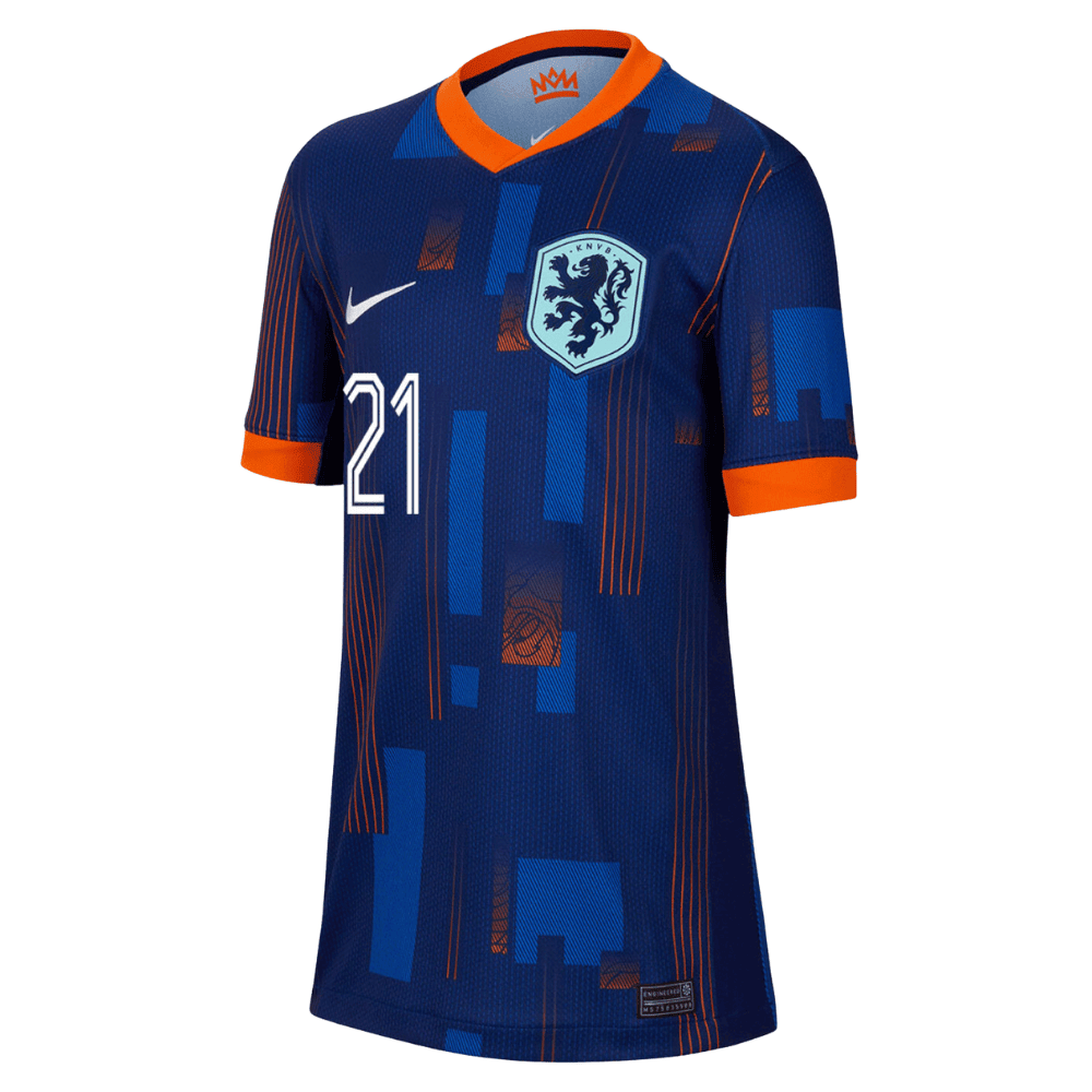 Frenkie de Jong 21 Netherlands National Team 2024 Away YOUTH Jersey - Blue