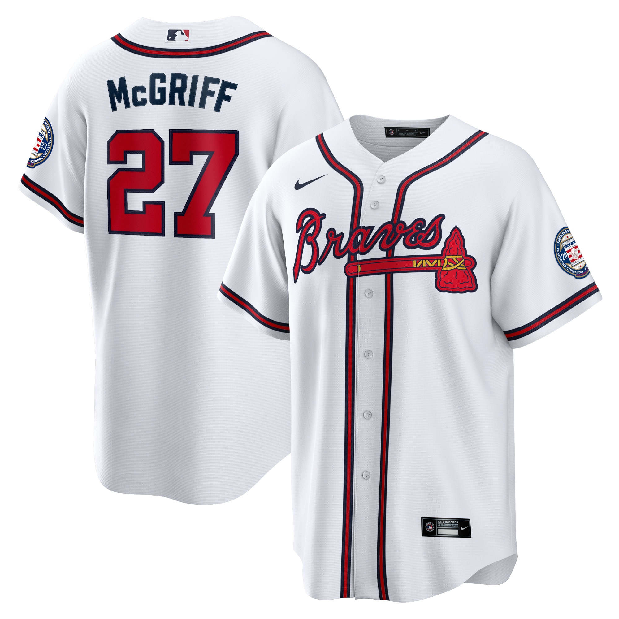 Fred McGriff Atlanta Braves  2023 Hall of Fame Patch Inline Replica Jersey - White