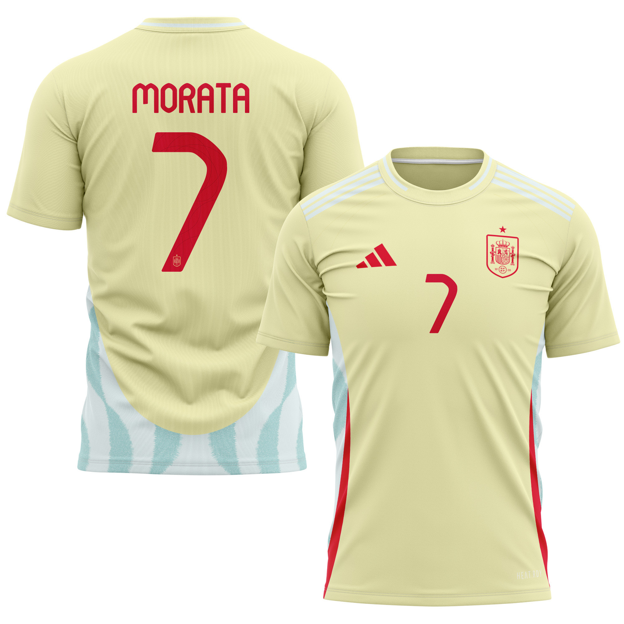 Álvaro Morata 7 Spain National Team 2024 Away Kits AOP T-shirt - Yellow