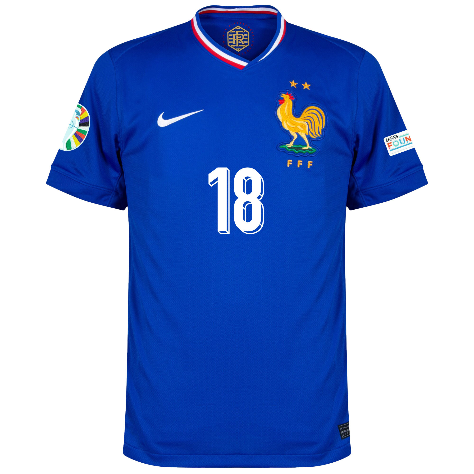 Warren Zaïre-Emery 18 France National Team 2024/25 Home Jersey - Euro UEFA Patch - Men, Blue