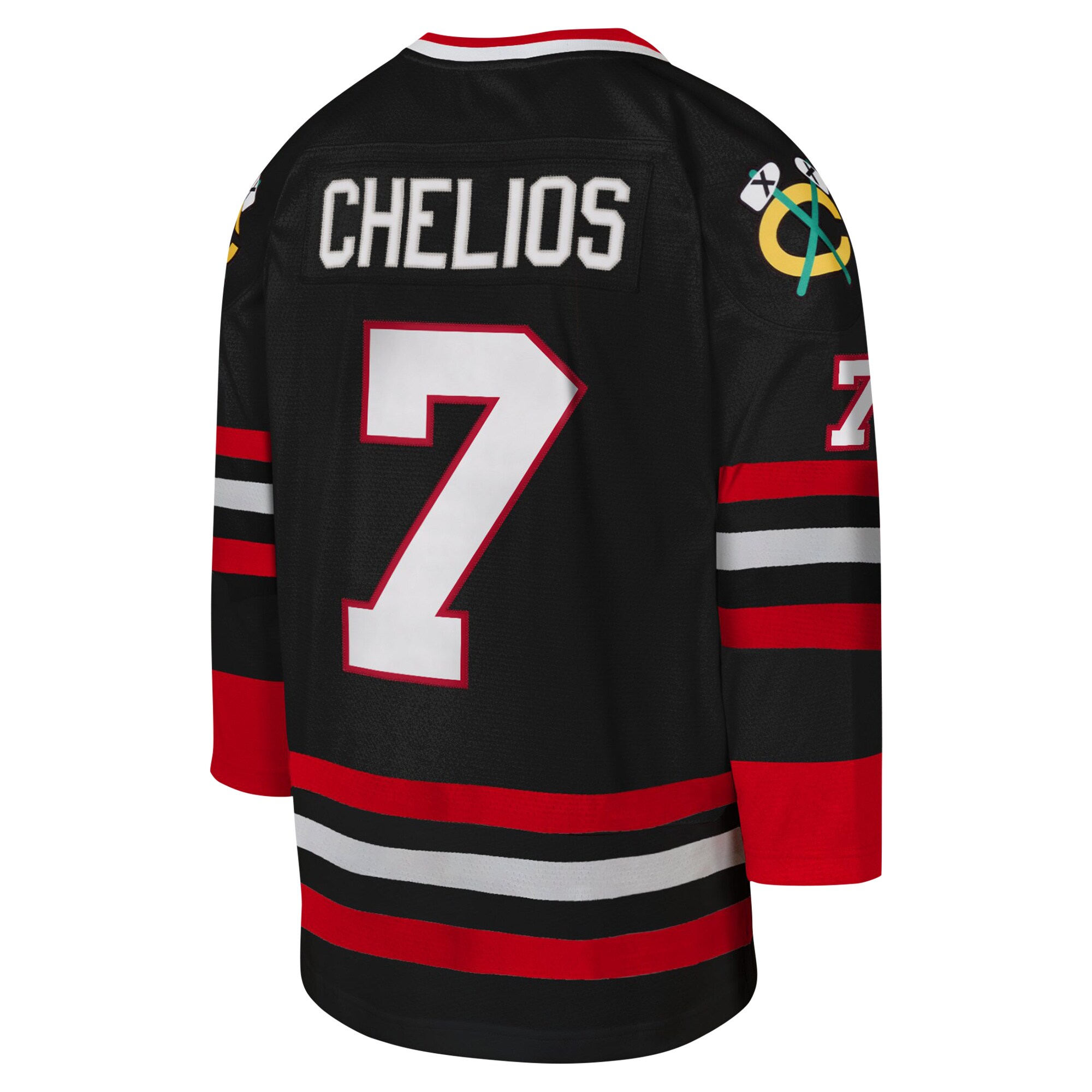 Chris Chelios Chicago Blackhawks Mitchell & Ness Youth 1997-98 Blue Line Captain Patch Player Jersey - Black